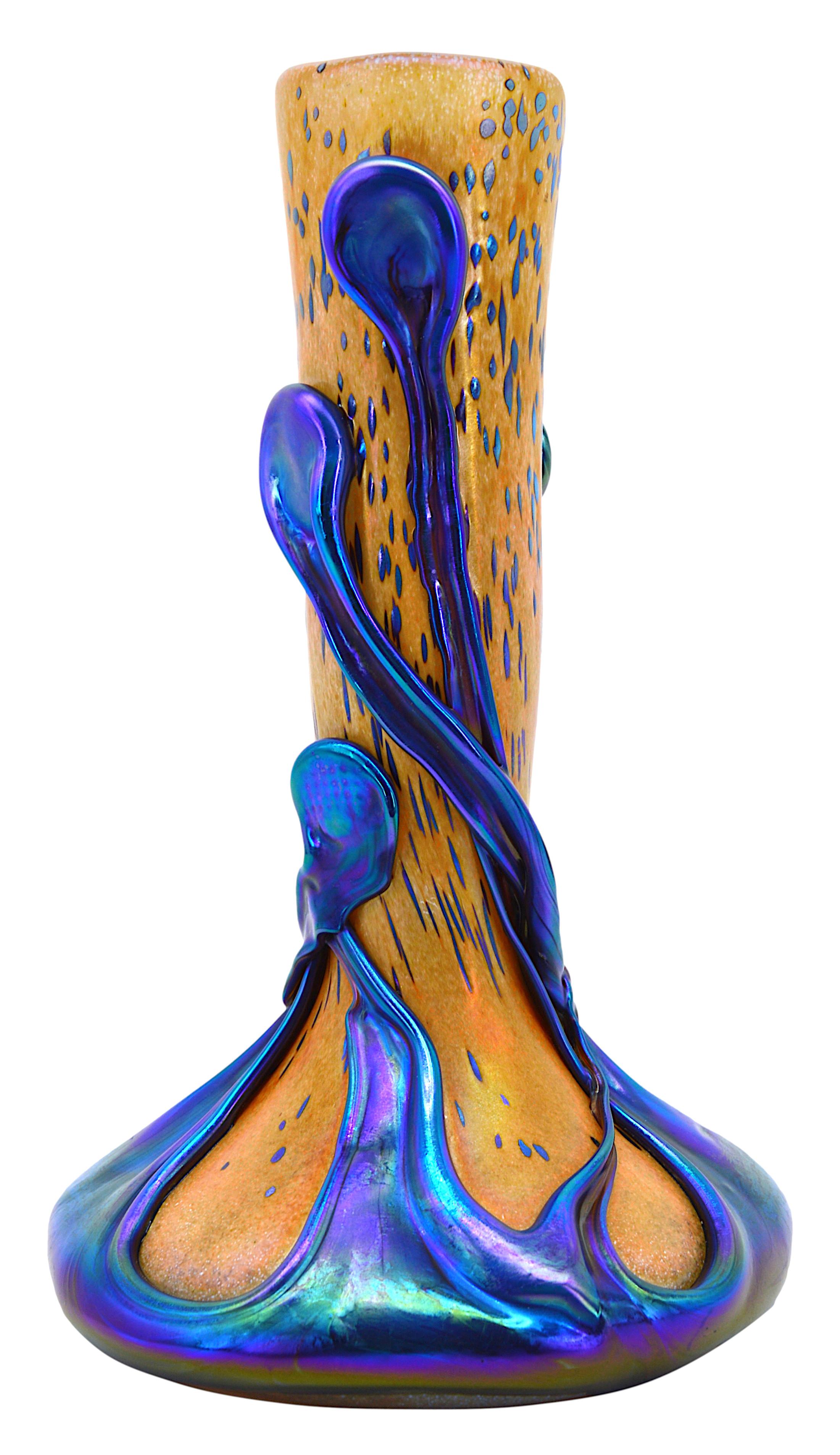 Français Vase en verre d'art de Michèle Luzoro, Biot, 1991 en vente