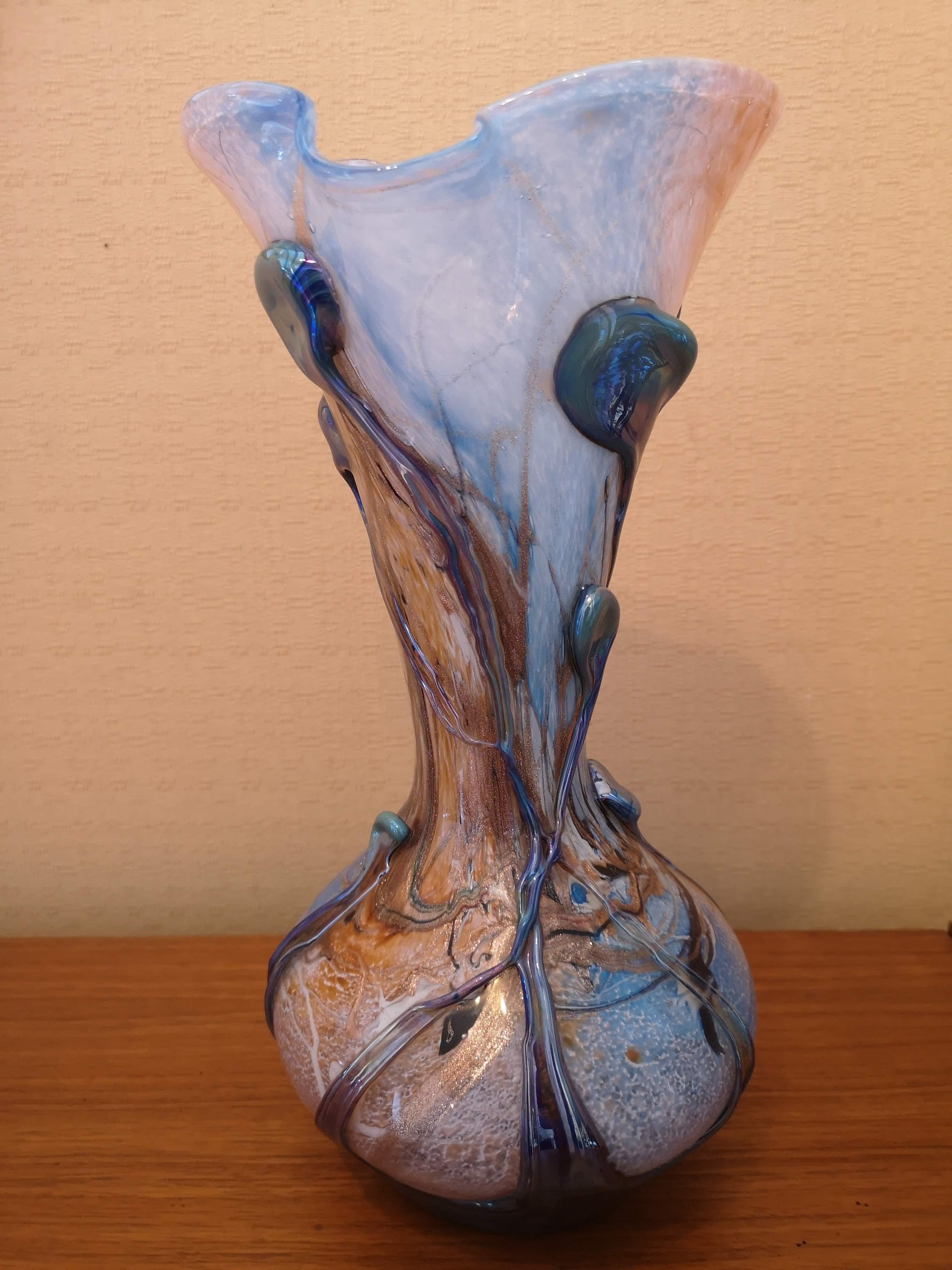 French Michèle Luzoro Art Glass Vase For Sale