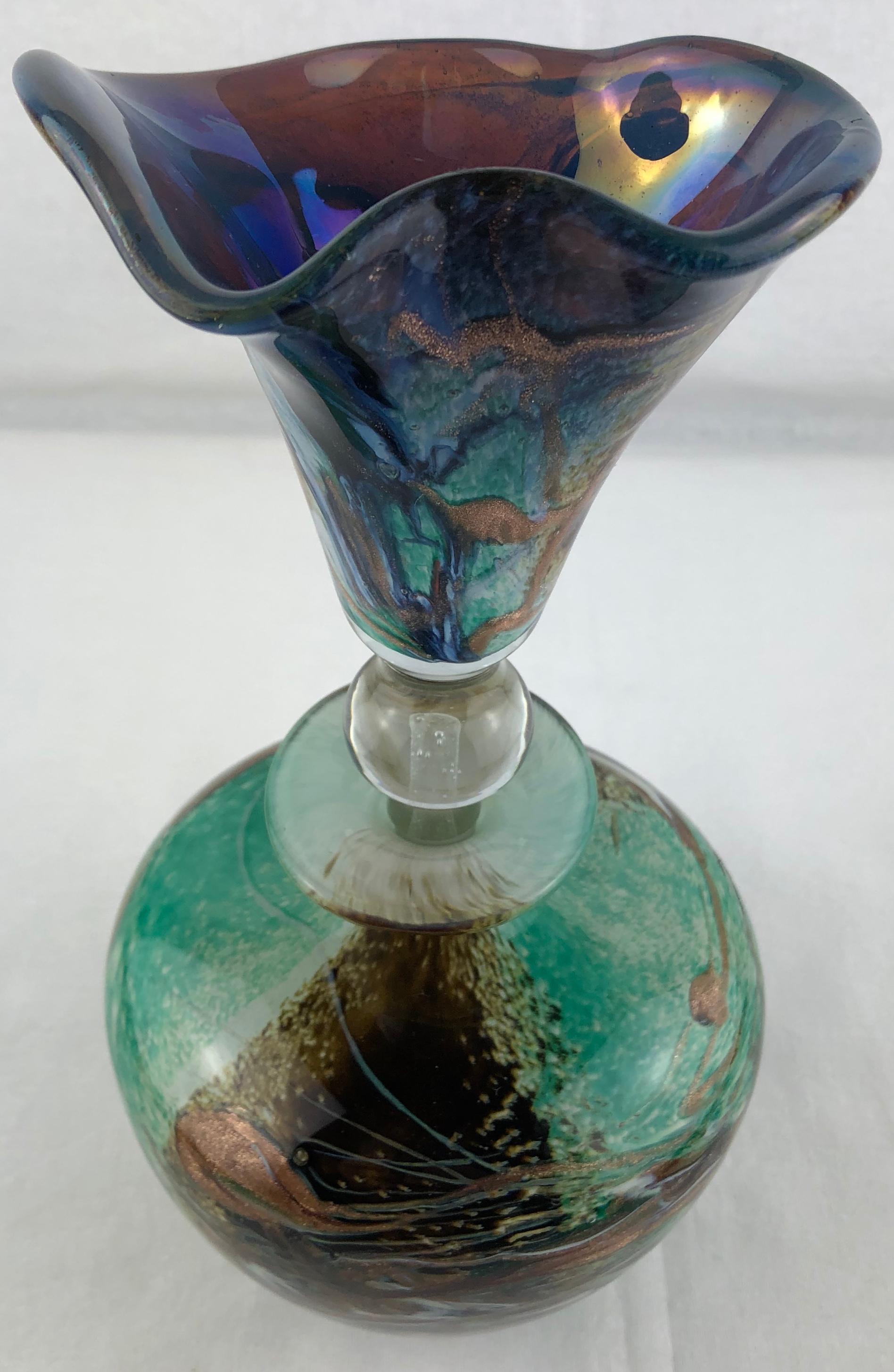Jean-Claude Novaro Style Hand Blown Art Glass Perfume Bottle by Michele Luzoro For Sale 2