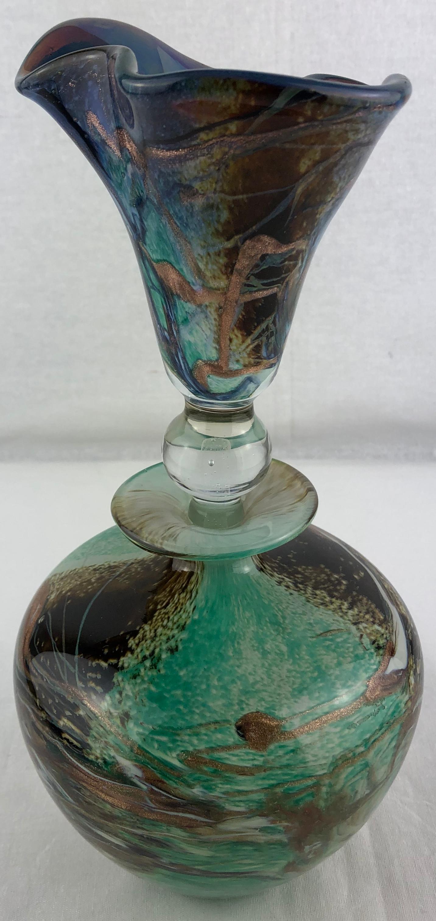 Mid-Century Modern Flacon de parfum en verre d'art soufflé à la main de style Jean-Claude Novaro par Michele Luzoro en vente