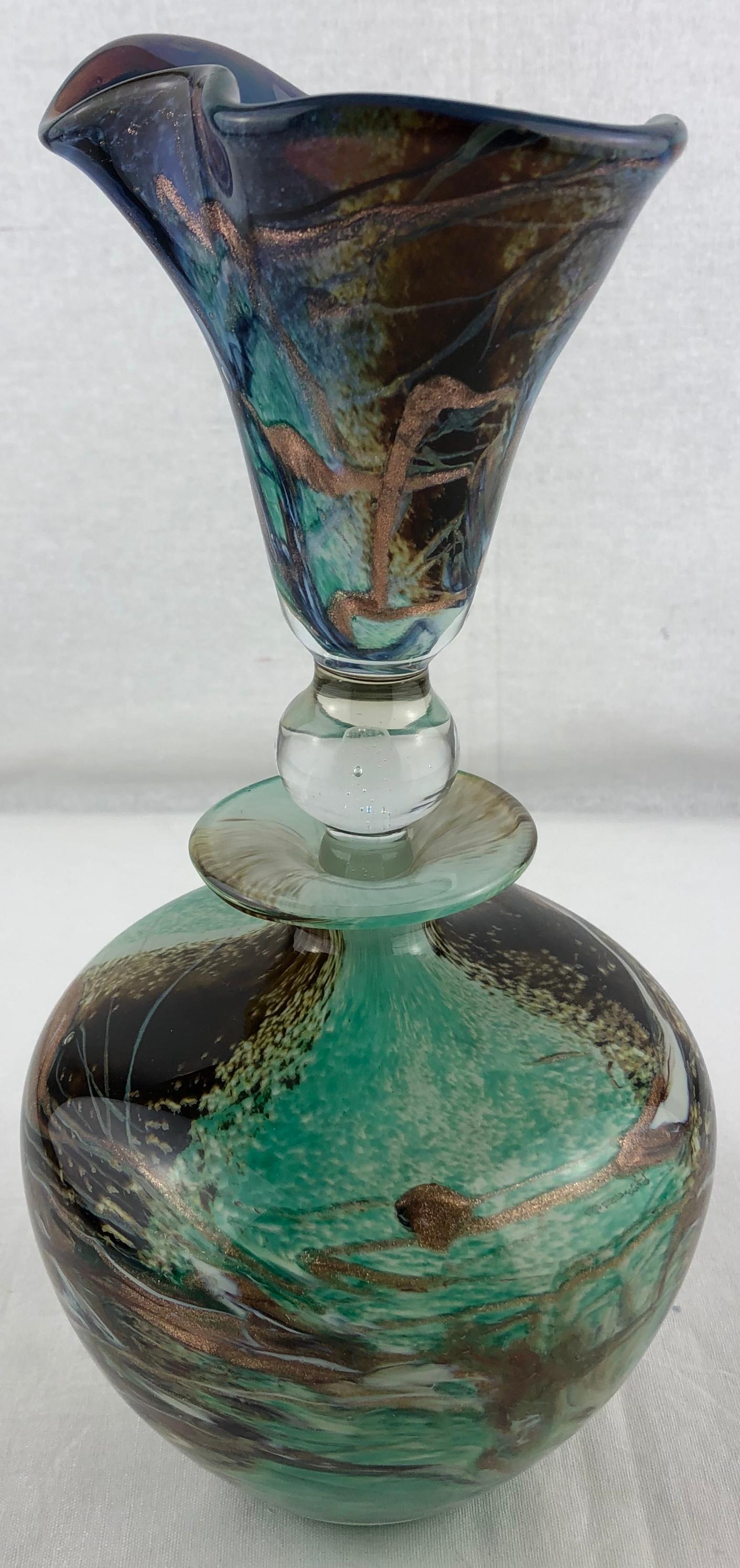 Jean-Claude Novaro Style Hand Blown Art Glass Perfume Bottle by Michele Luzoro In Good Condition For Sale In Miami, FL