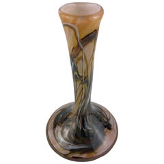 Michele Luzoro French Peach Gold Fleck Hand Blown Art Glass Vase