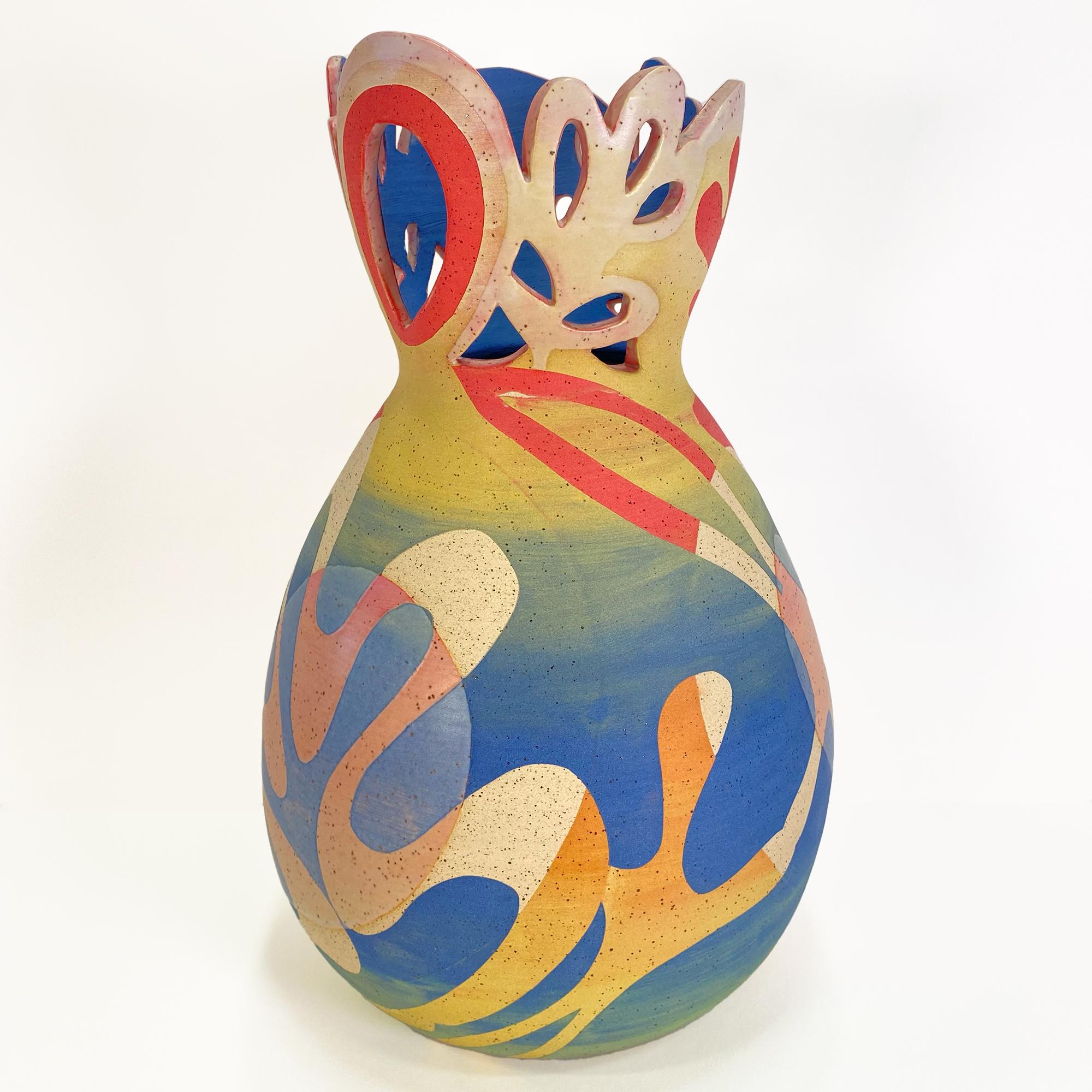 Seed Sprout, vase en céramique fantaisiste et vibrante en grès - Sculpture de Michele Macdonald