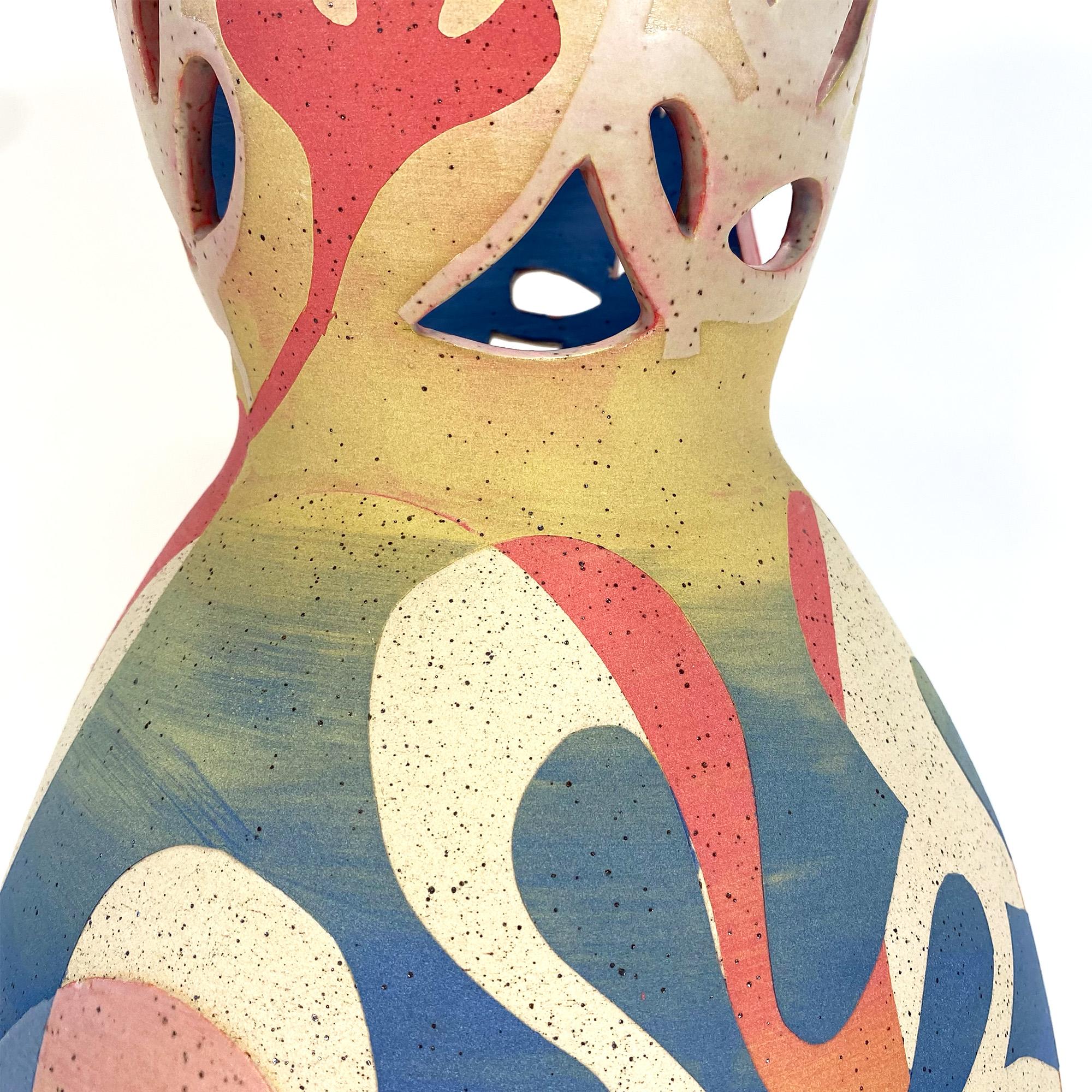 Seed Sprout, vase en céramique fantaisiste et vibrante en grès en vente 4