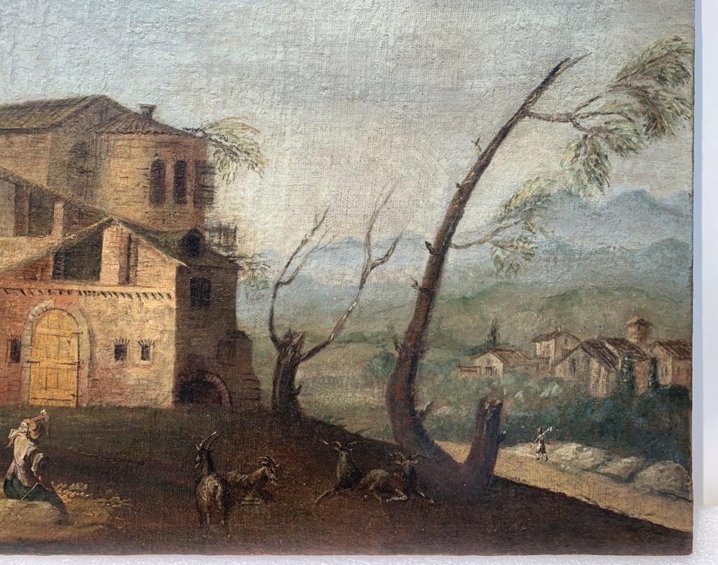 Follower Marieschi - 18th century Venetian landscape painting - Ruins figure  1