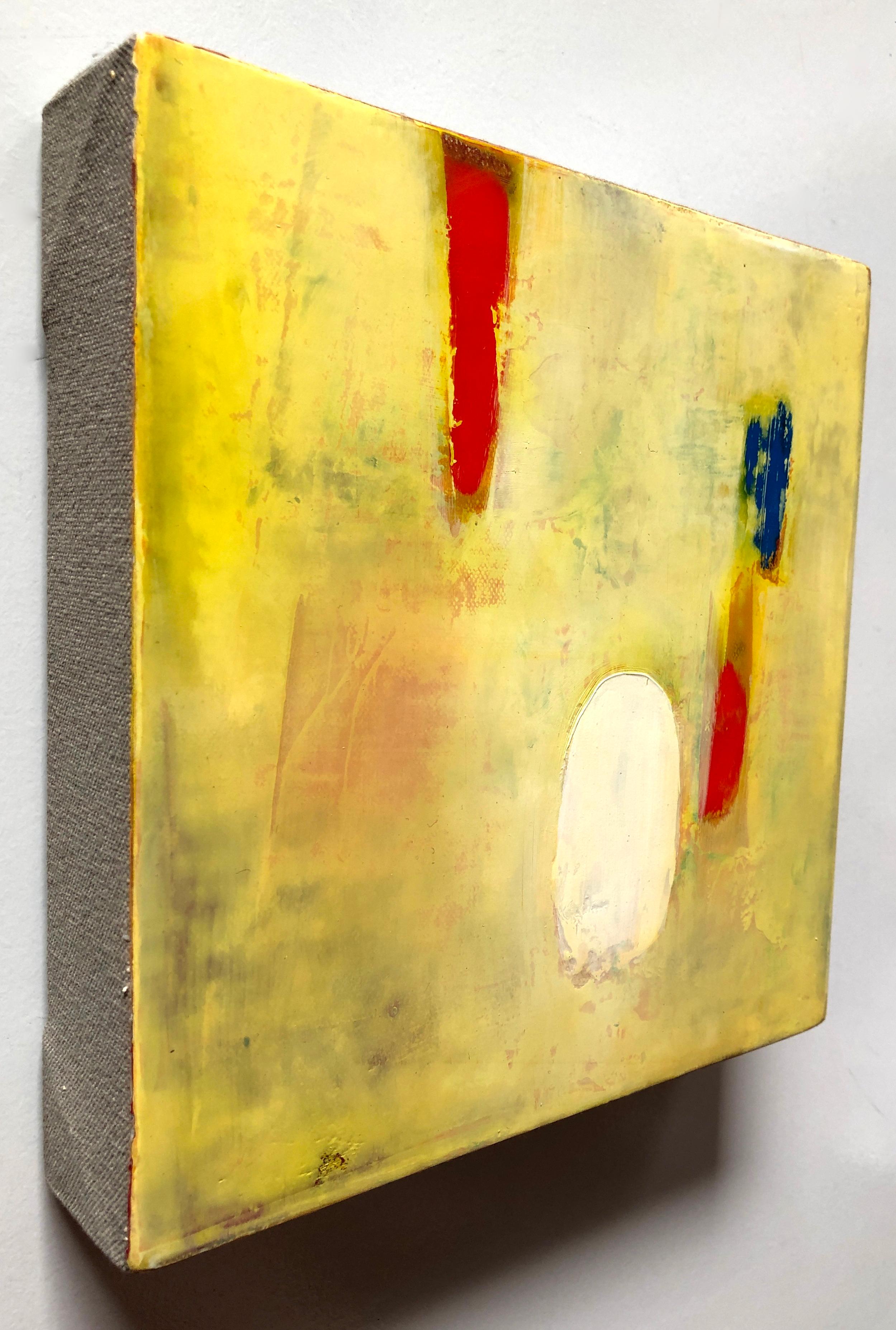 Peinture à l'huile sur toile jaune abstraite colorée, Canary - Painting de Michele Mikesell