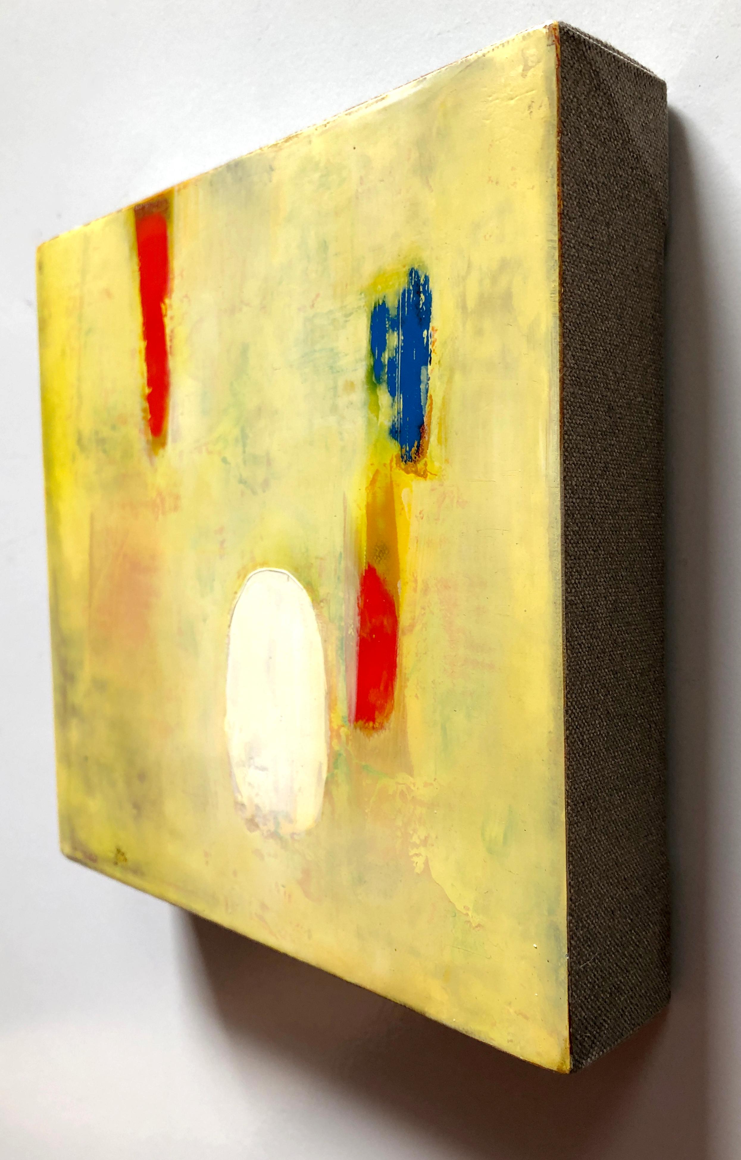 Peinture à l'huile sur toile jaune abstraite colorée, Canary - Contemporain Painting par Michele Mikesell