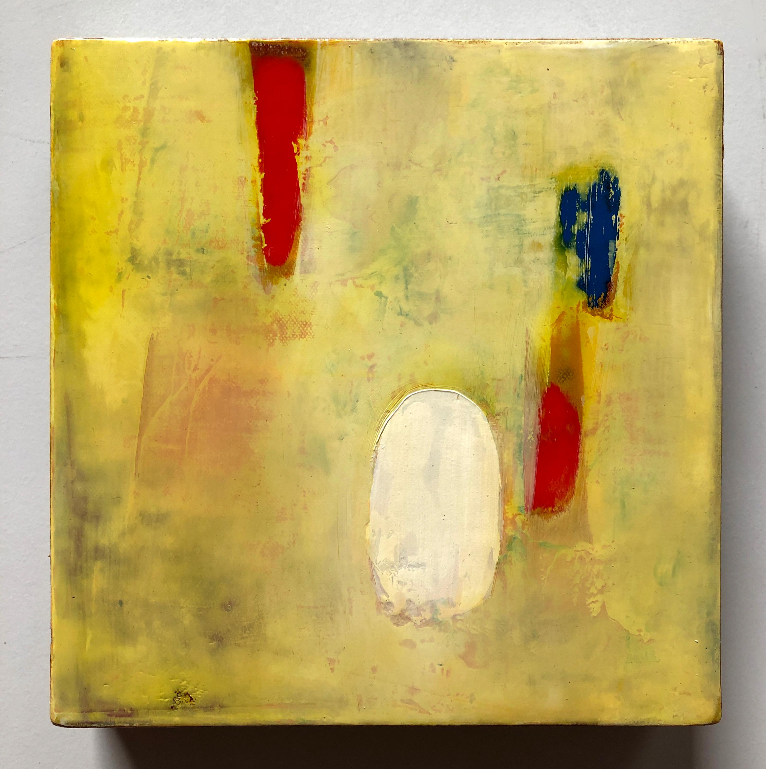 Figurative Painting Michele Mikesell - Peinture à l'huile sur toile jaune abstraite colorée, Canary