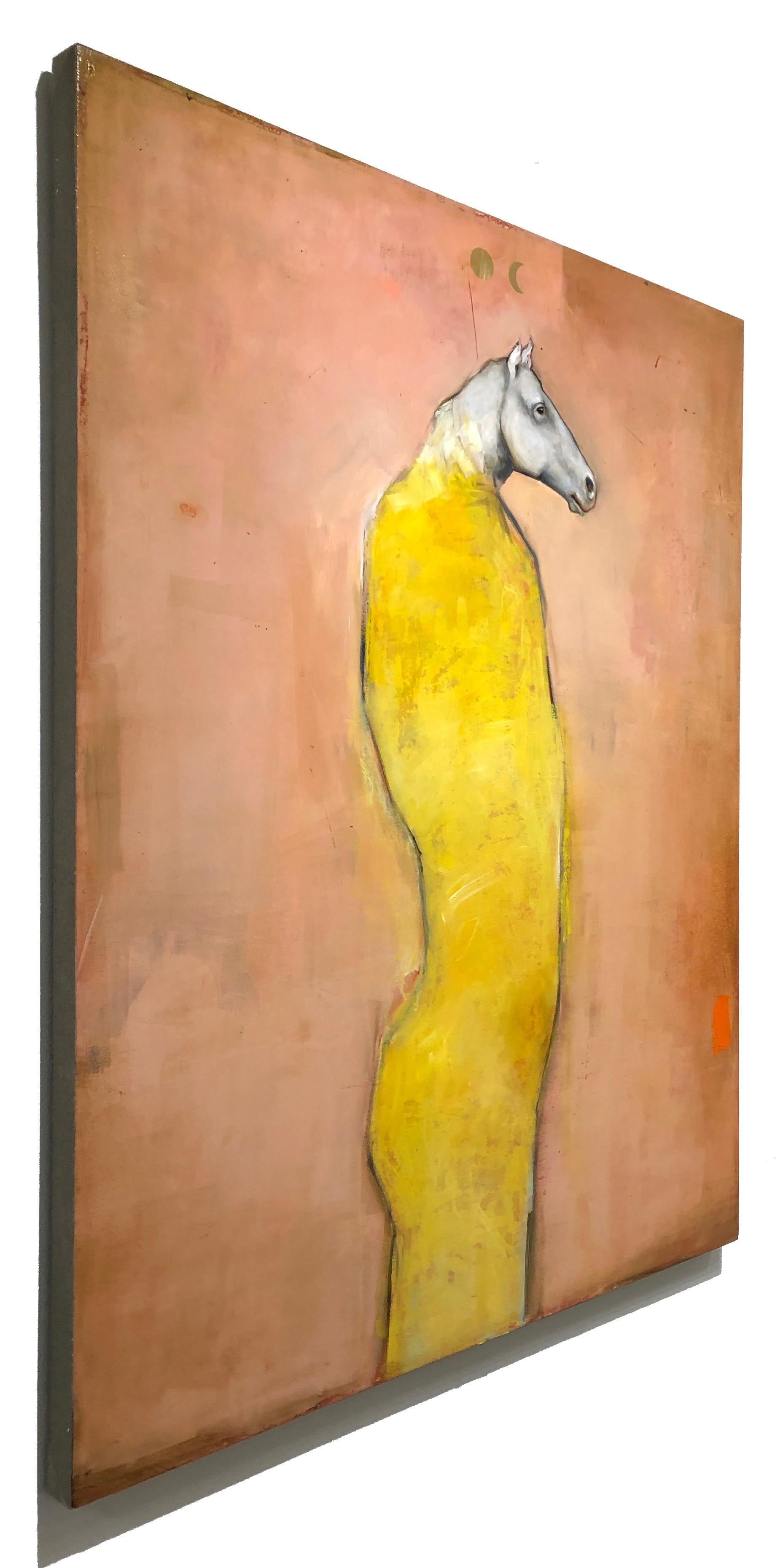 Eos -Mythical horse figure, Oil on canvas, pop contemporary whimsical painting - Pop Art Painting by Michele Mikesell