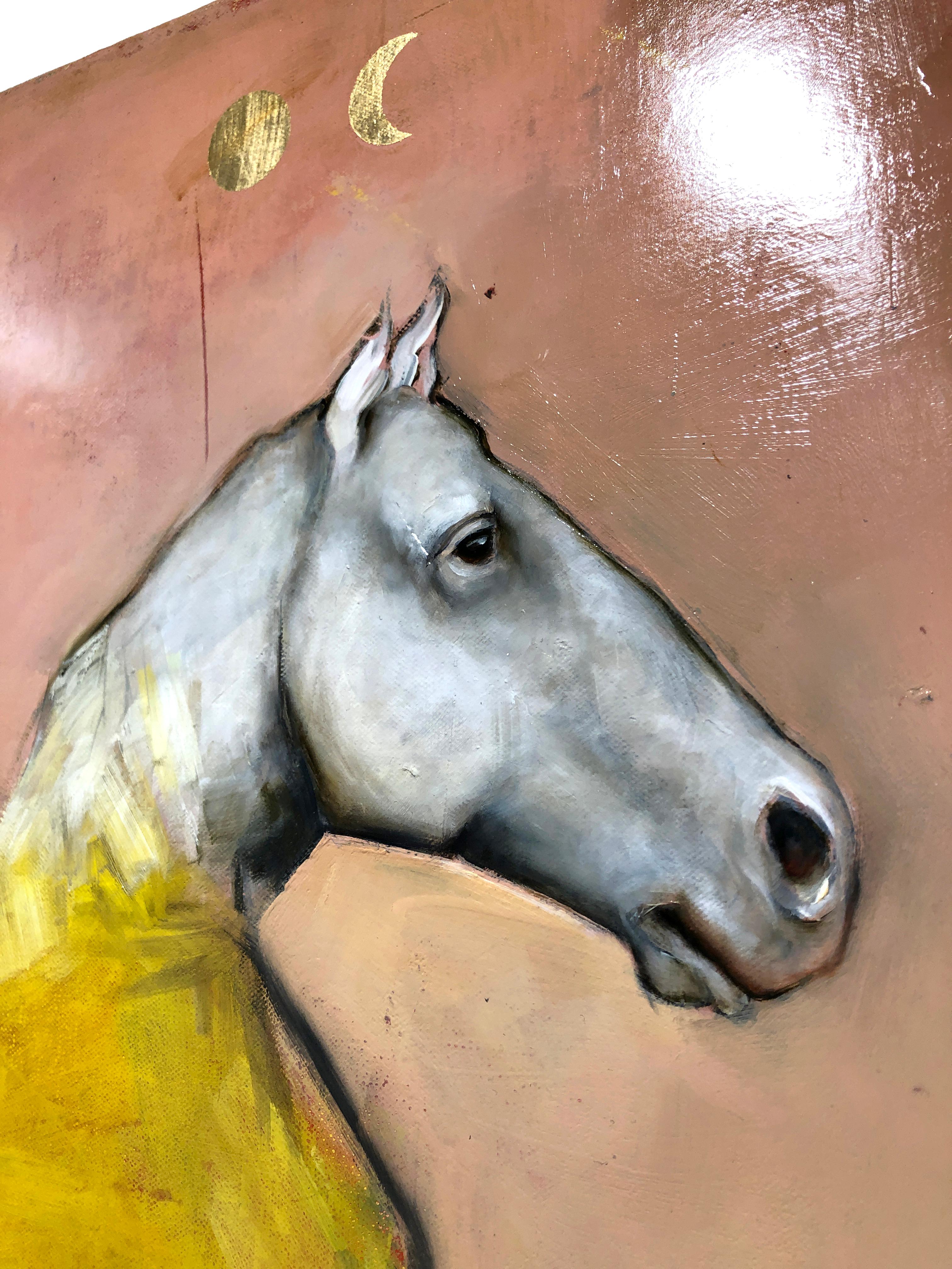 Eos -Mythical horse figure, Oil on canvas, pop contemporary whimsical painting 3