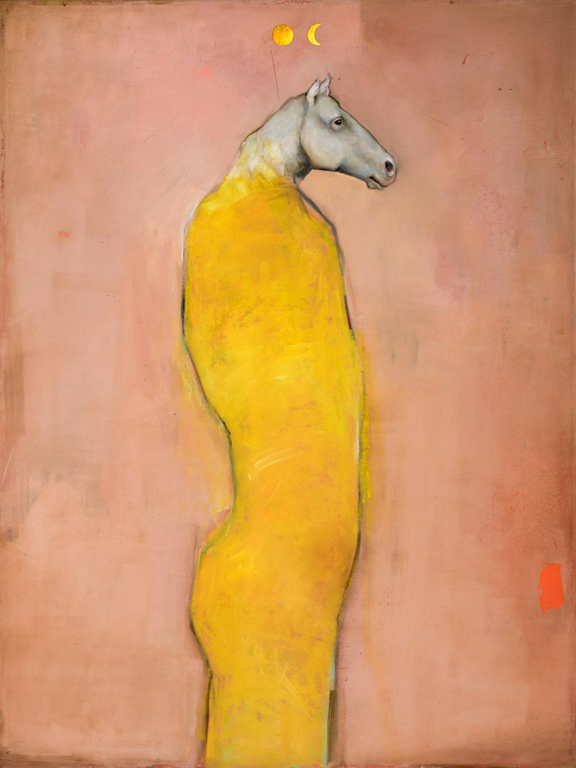 Michele Mikesell Portrait Painting - Eos -Mythical horse figure, Oil on canvas, pop contemporary whimsical painting