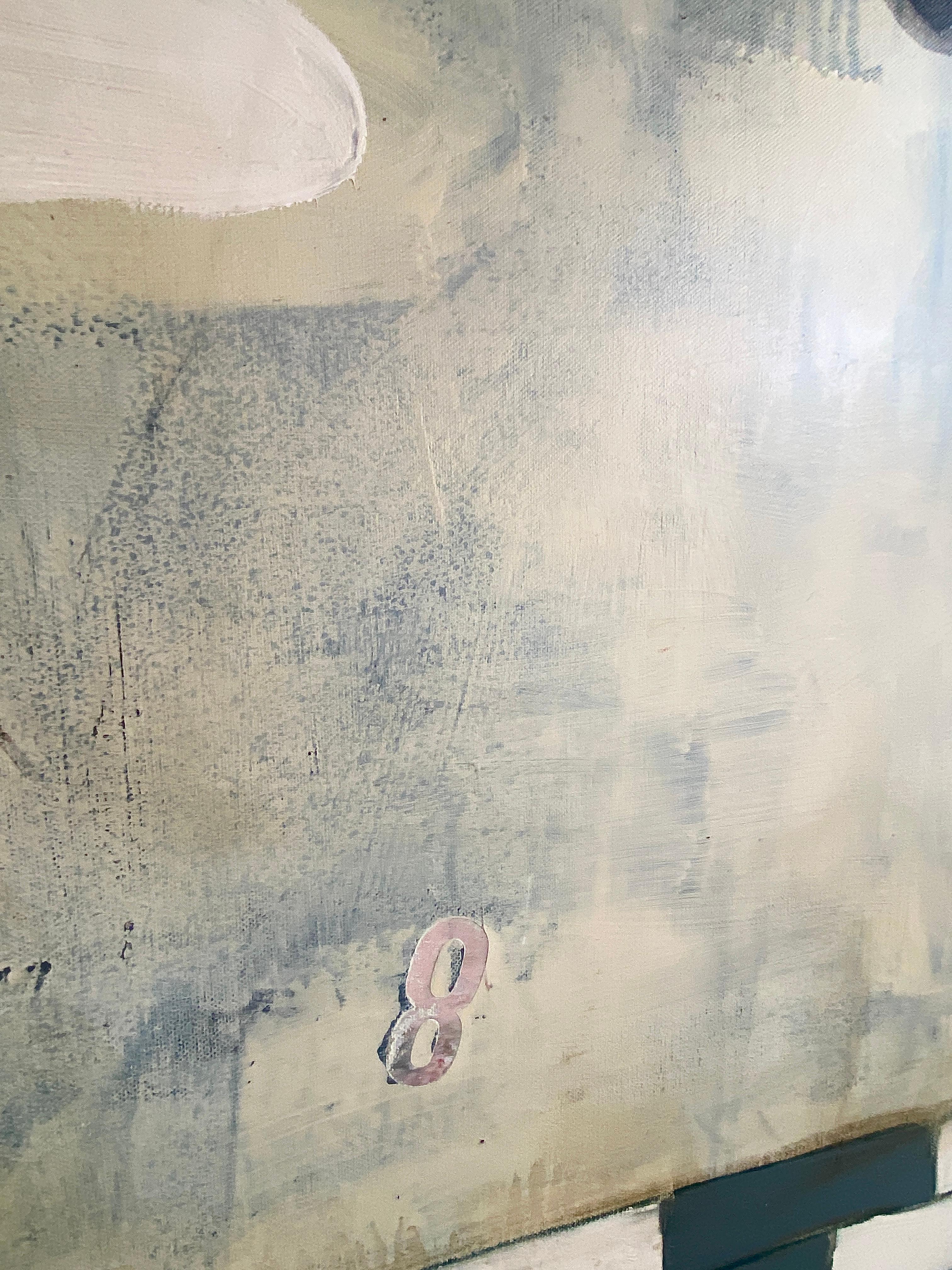 Hecate, surreal figurative abstract painting of woman with two heads and pattern For Sale 3