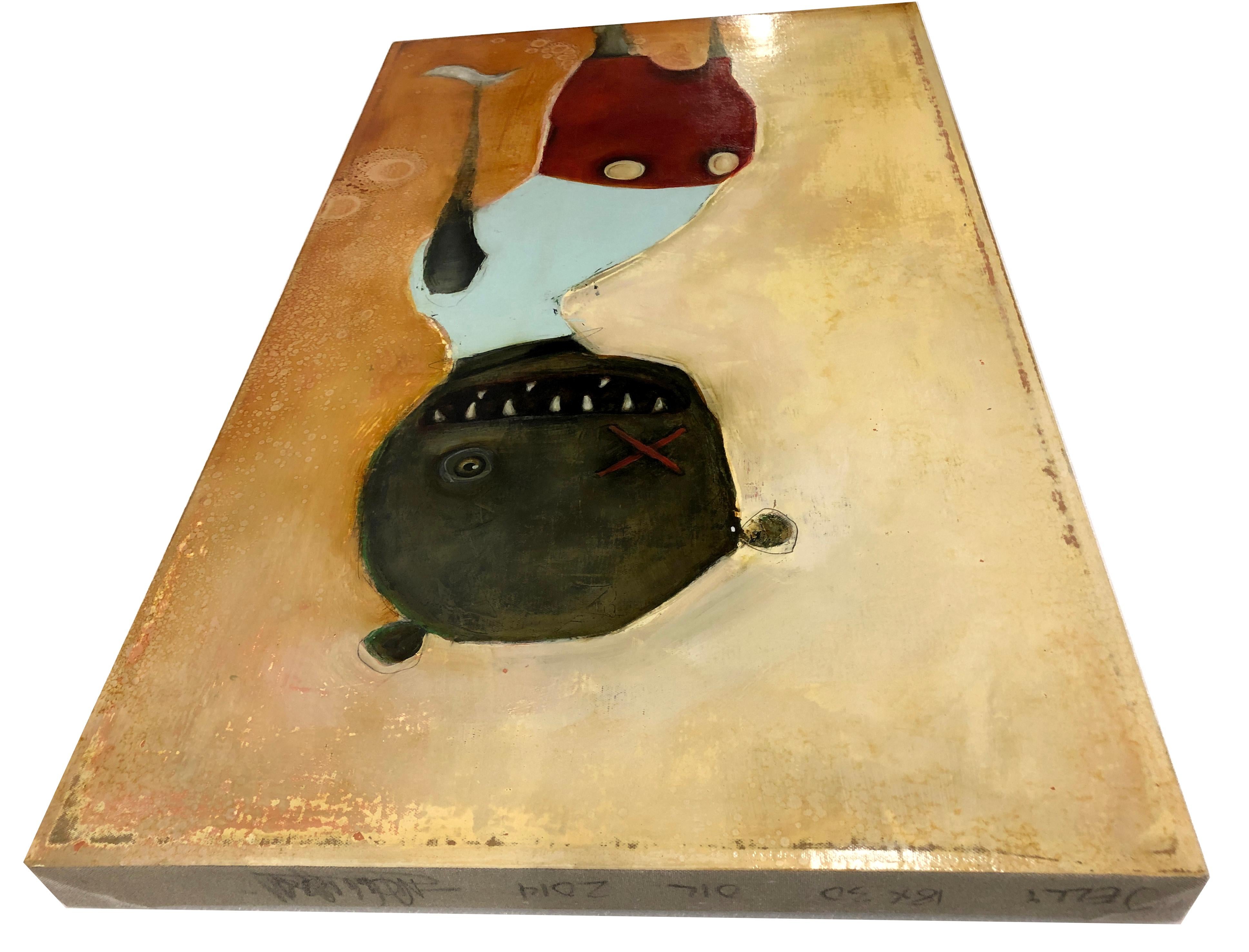 Jelly von Michele Mikesell, Öl auf Leinwand, figuratives, skurriles Pop-Gemälde im Angebot 6