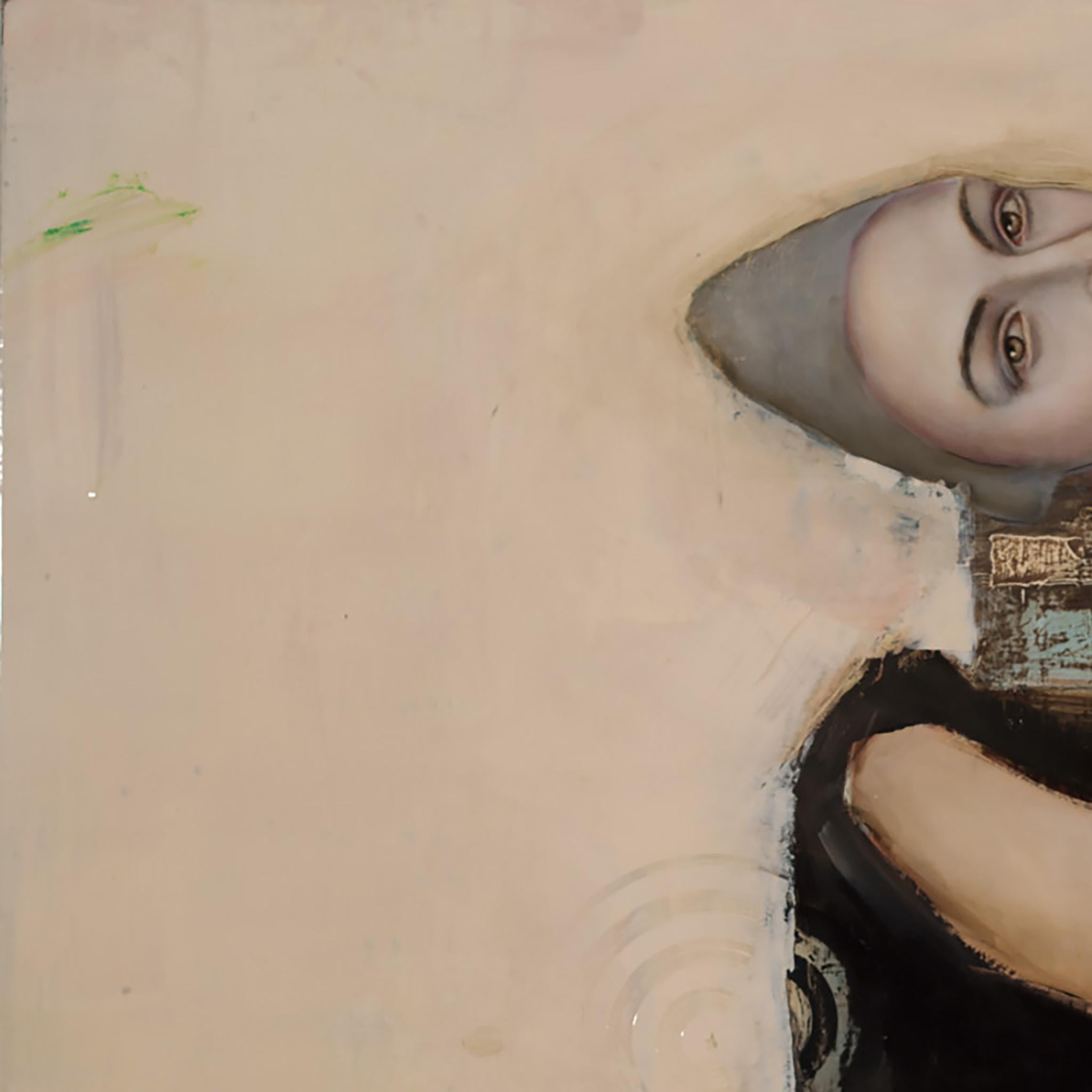 « Mis en scène », huile sur toile, maître mystérieux et fantaisiste du portrait pop art - Painting de Michele Mikesell