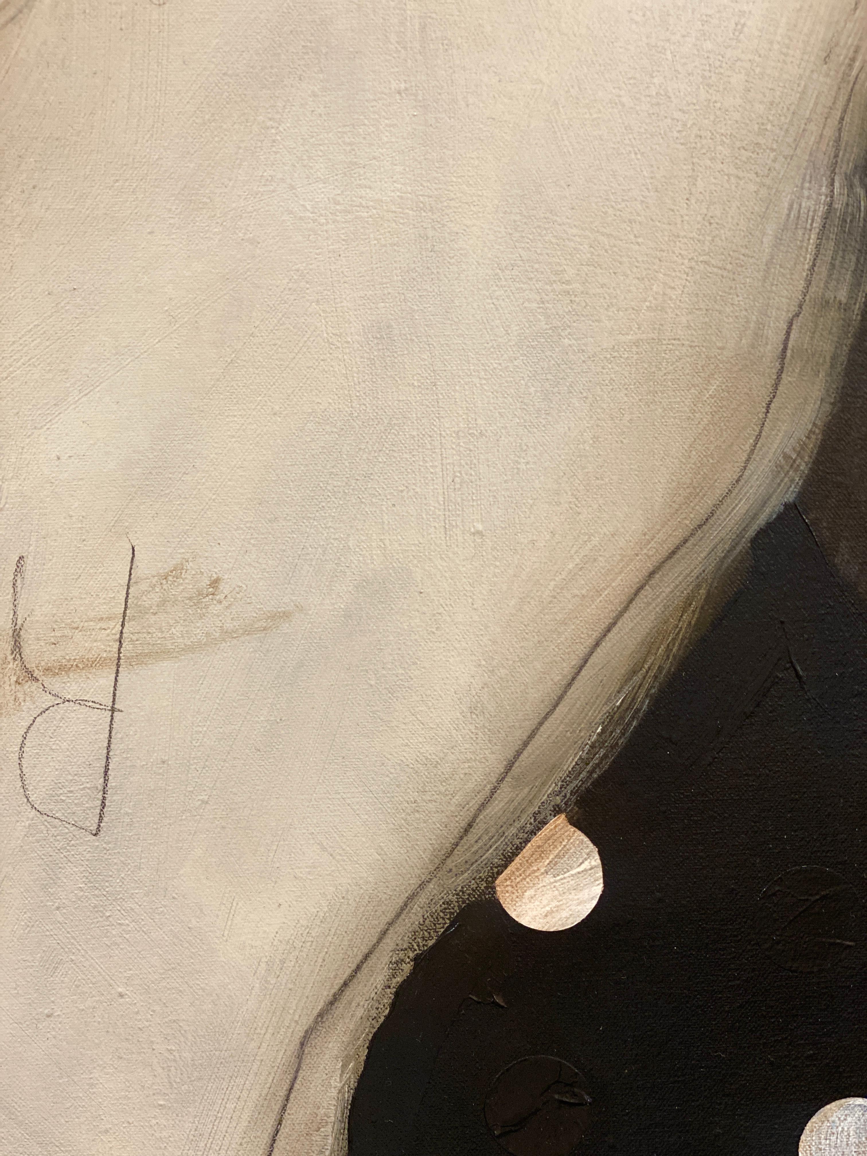 Moon Rabbit - Realist Animal Portrait of Hare with patterns and colored dots For Sale 6