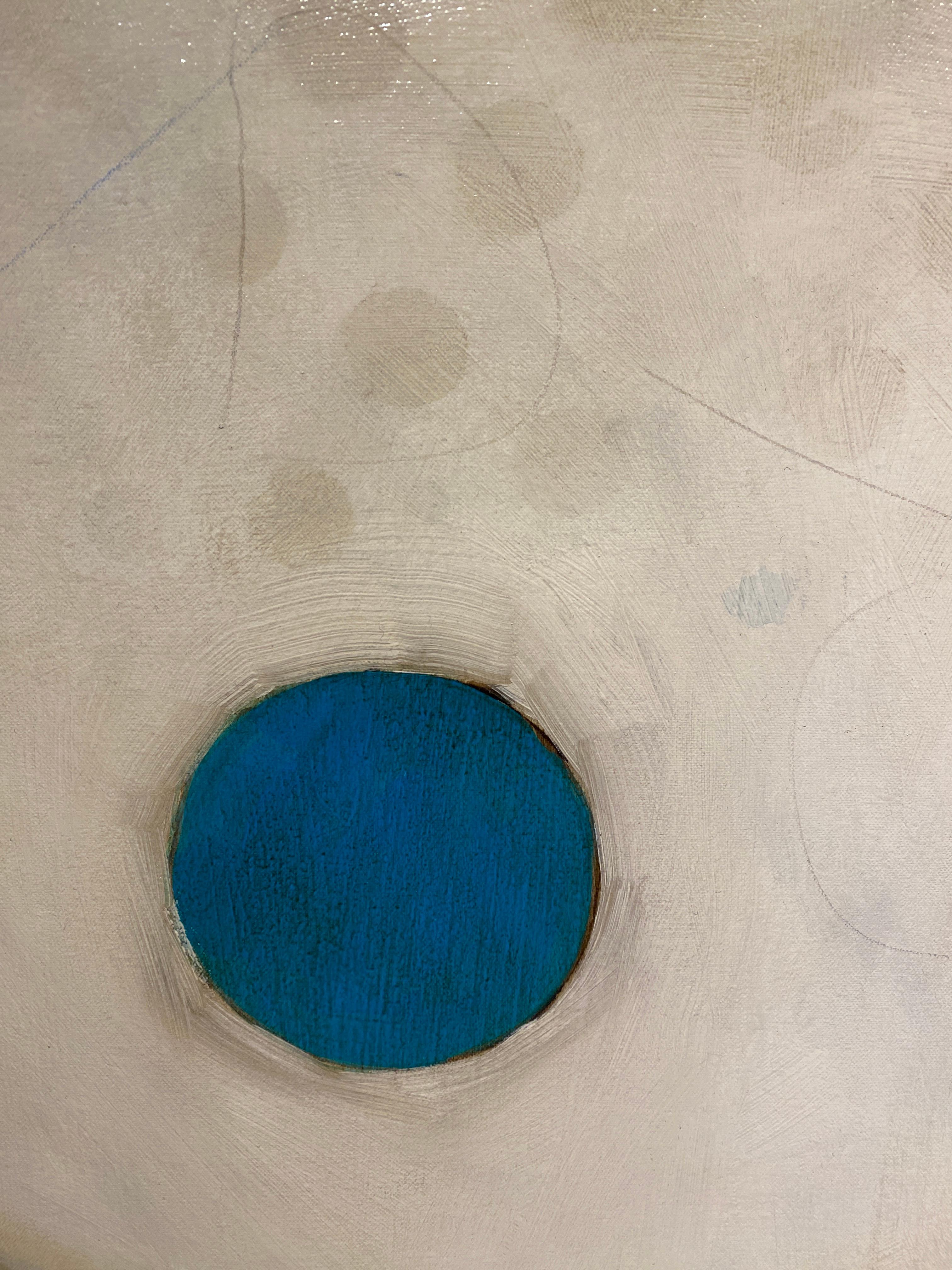 Moon Rabbit - Realist Animal Portrait of Hare with patterns and colored dots For Sale 3