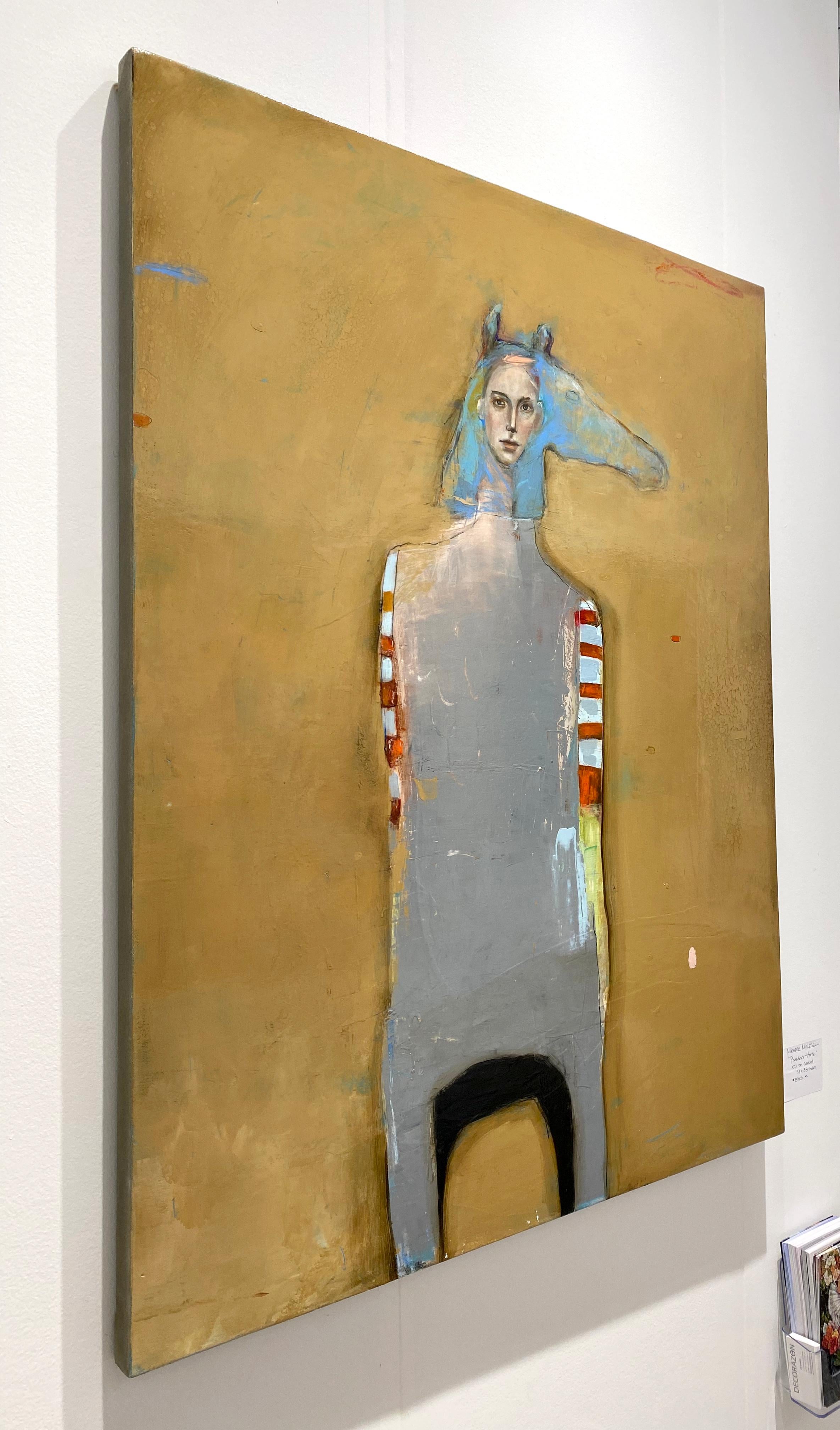 Cheval de Phaedra, huile sur toile, maître mystérieux et fantaisiste du portrait pop art - Painting de Michele Mikesell