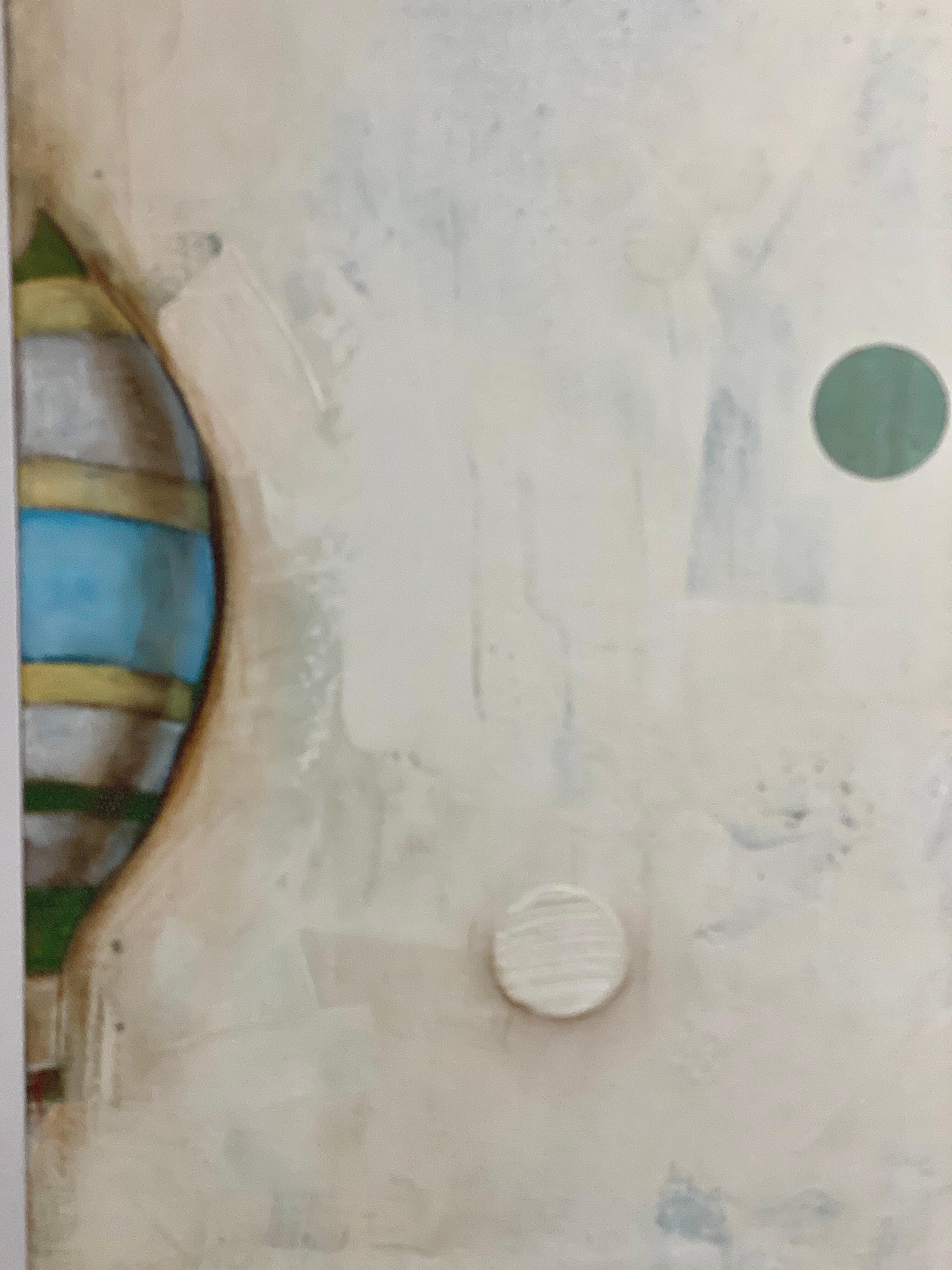 Saint Joseph -- Surreal figurative abstract of flying man and hot air balloons For Sale 5