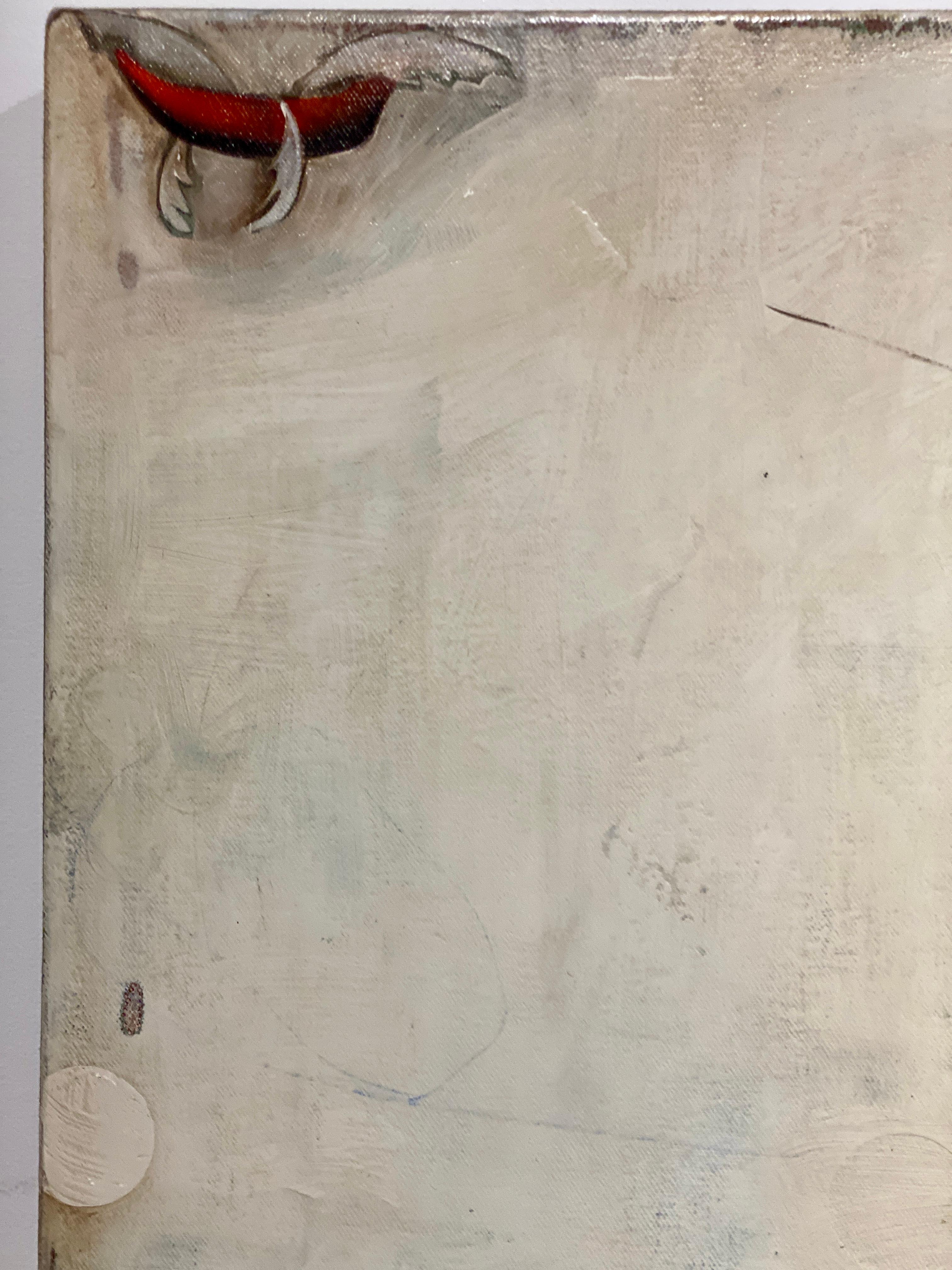 Saint Joseph -- Surreal figurative abstract of flying man and hot air balloons For Sale 6