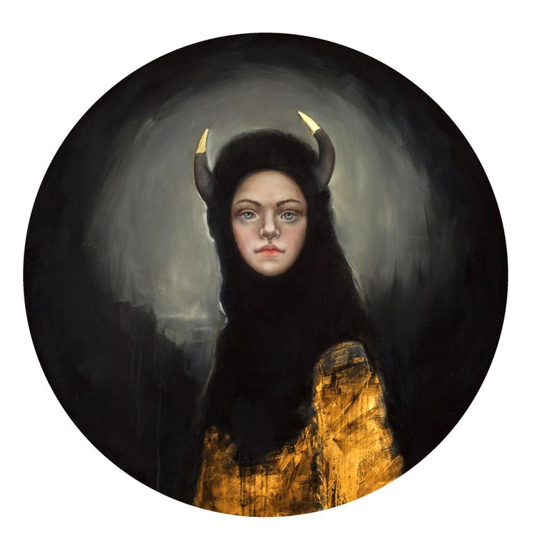 Michele Mikesell Shield Of Ariadne Round Oil On Canvas Strong