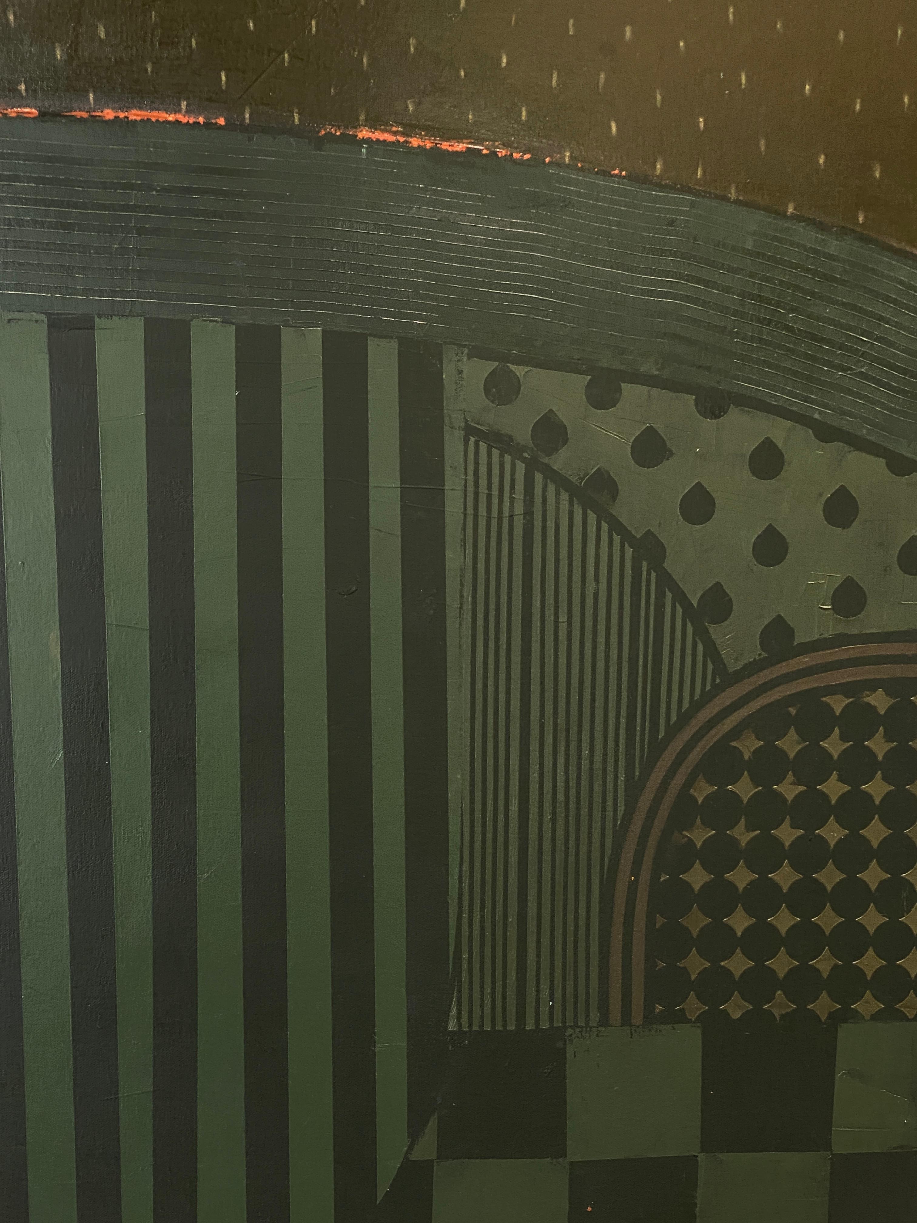 Standing Watch, the Jackal - Abstrait figuratif surréaliste d'un animal portant un costume en vente 5