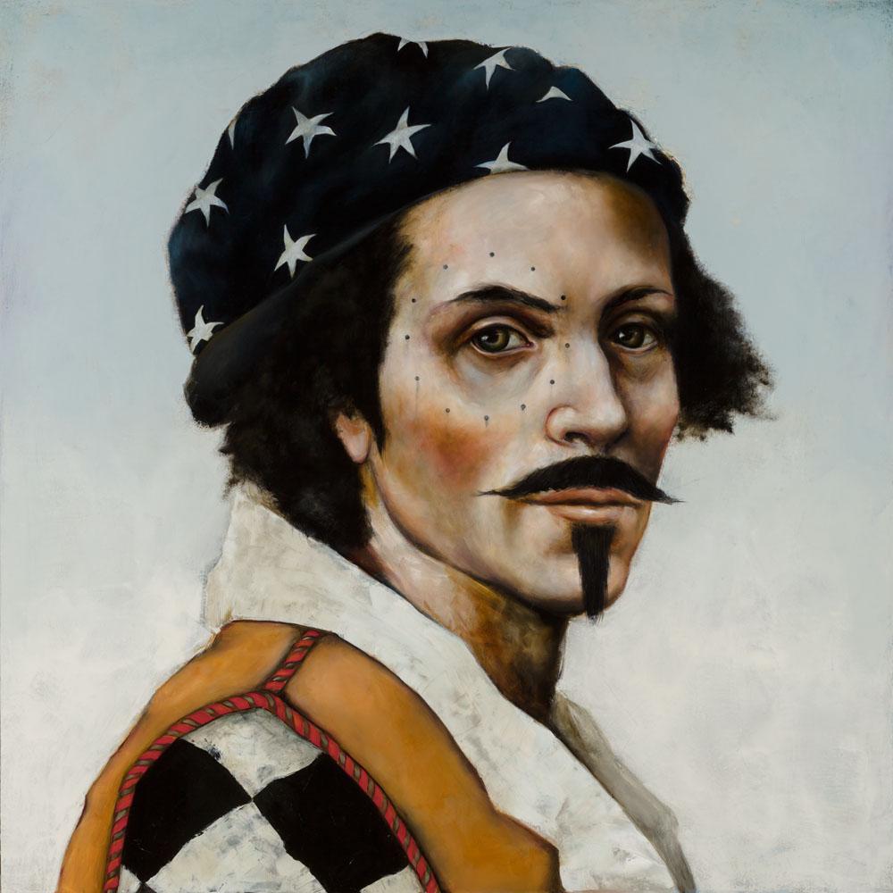 Star Walker by Michele Mikesell, Oil on canvas, Pop pirate portrait, 48 inches