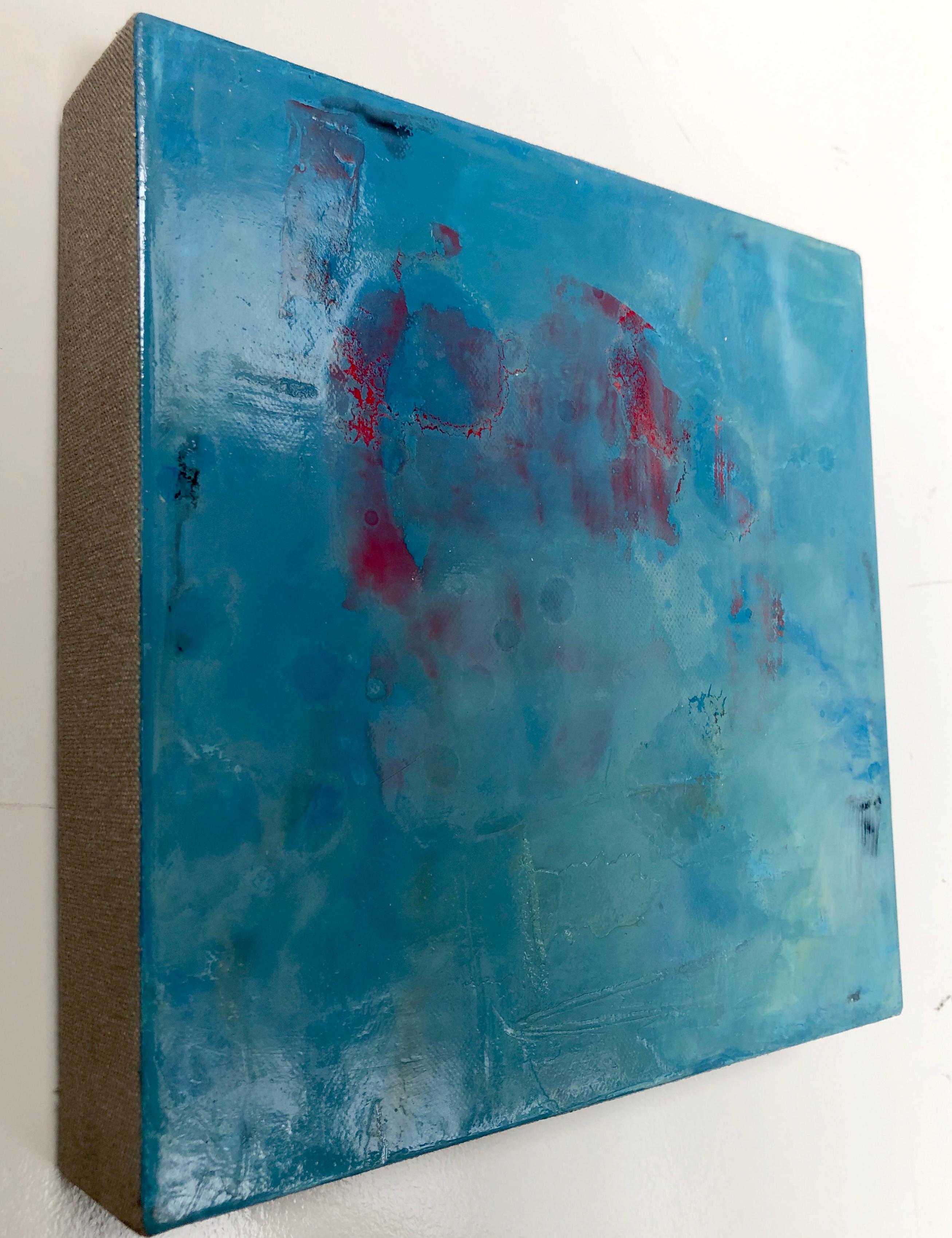 Submarine, huile sur toile de Michele Mikesell, peinture abstraite colorée bleue en vente 1