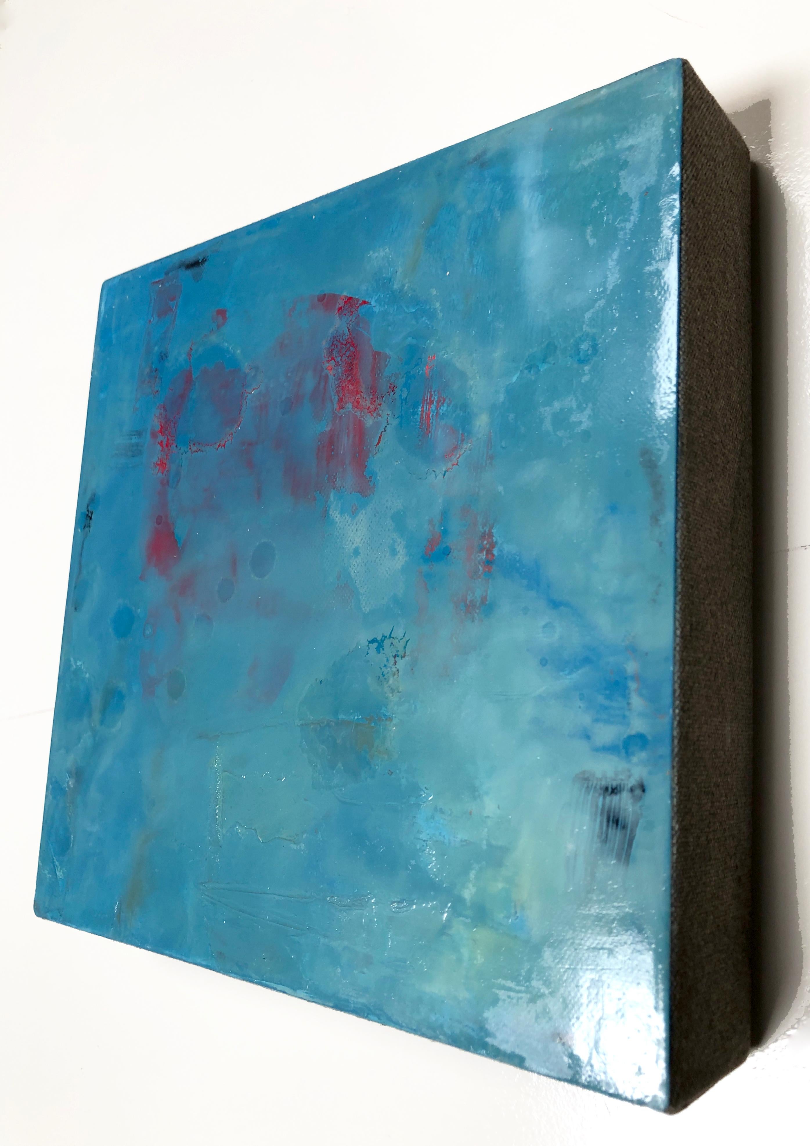Submarine, huile sur toile de Michele Mikesell, peinture abstraite colorée bleue en vente 2