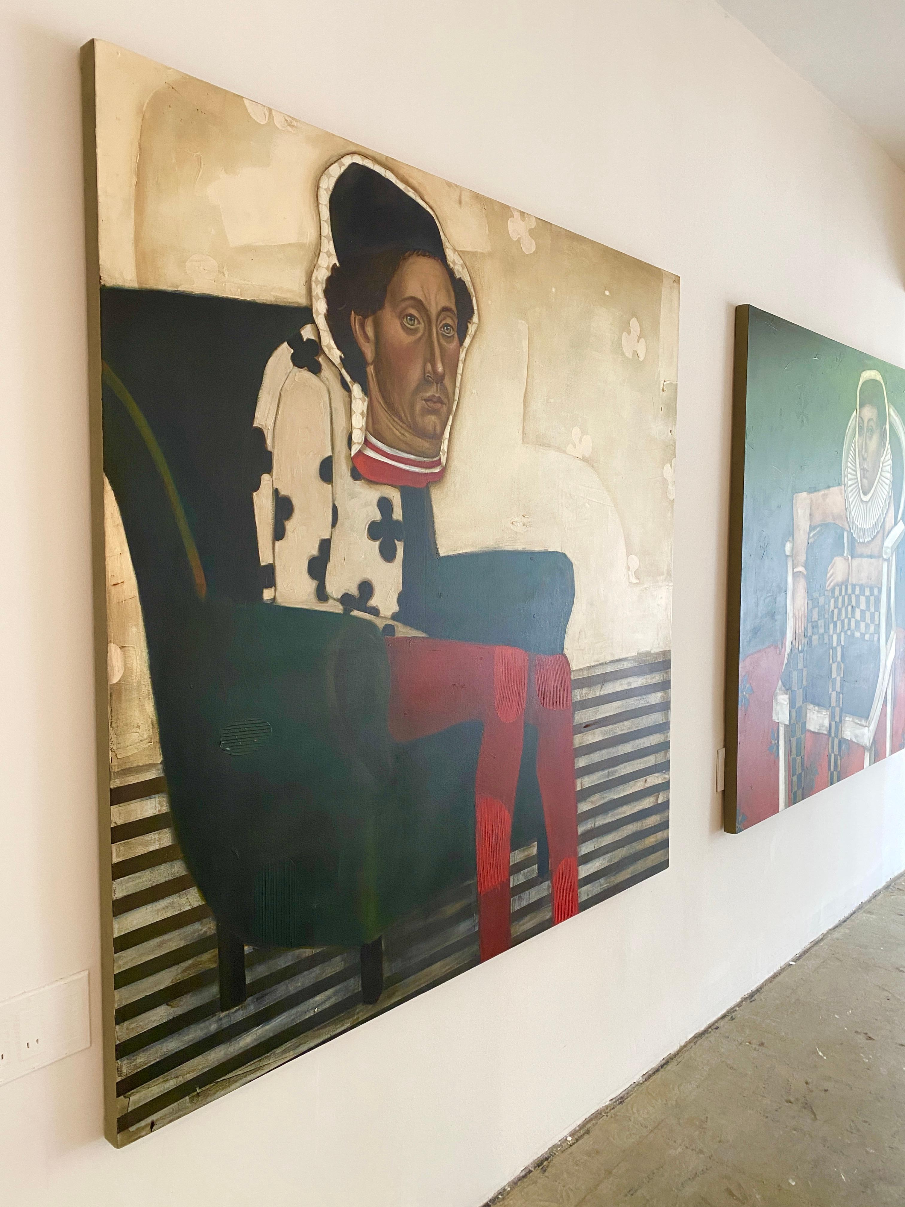 Das Wildschwein Öl auf Leinwand, surreale figurative abstrakte Malerei, helle Farbpalette (Zeitgenössisch), Painting, von Michele Mikesell