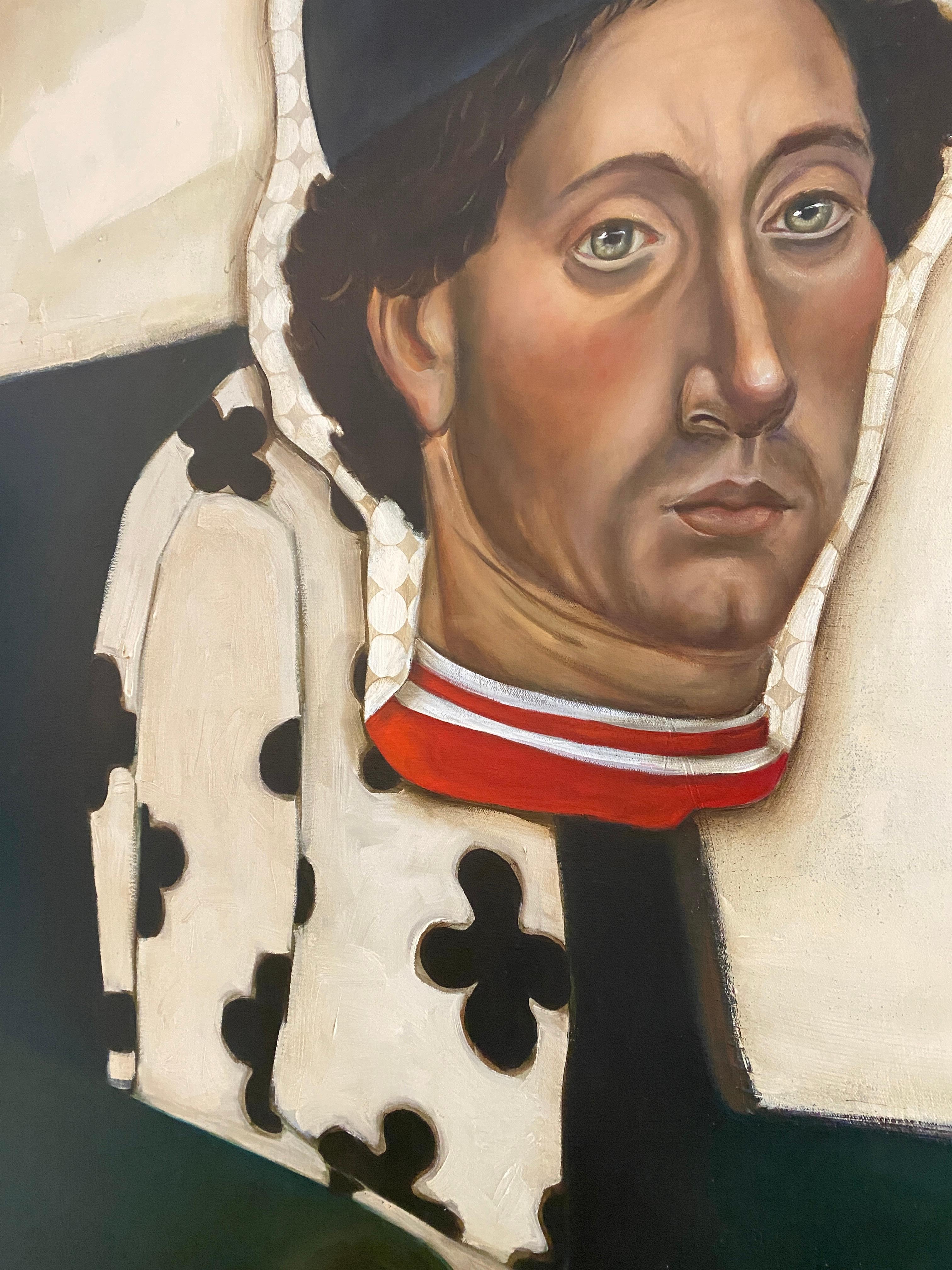 Das Wildschwein Öl auf Leinwand, surreale figurative abstrakte Malerei, helle Farbpalette im Angebot 1