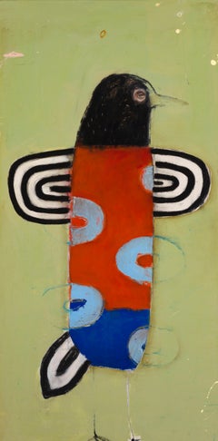 La aguja de cicuta, Óleo sobre lienzo, pintura figurativa con paleta de motivos azules