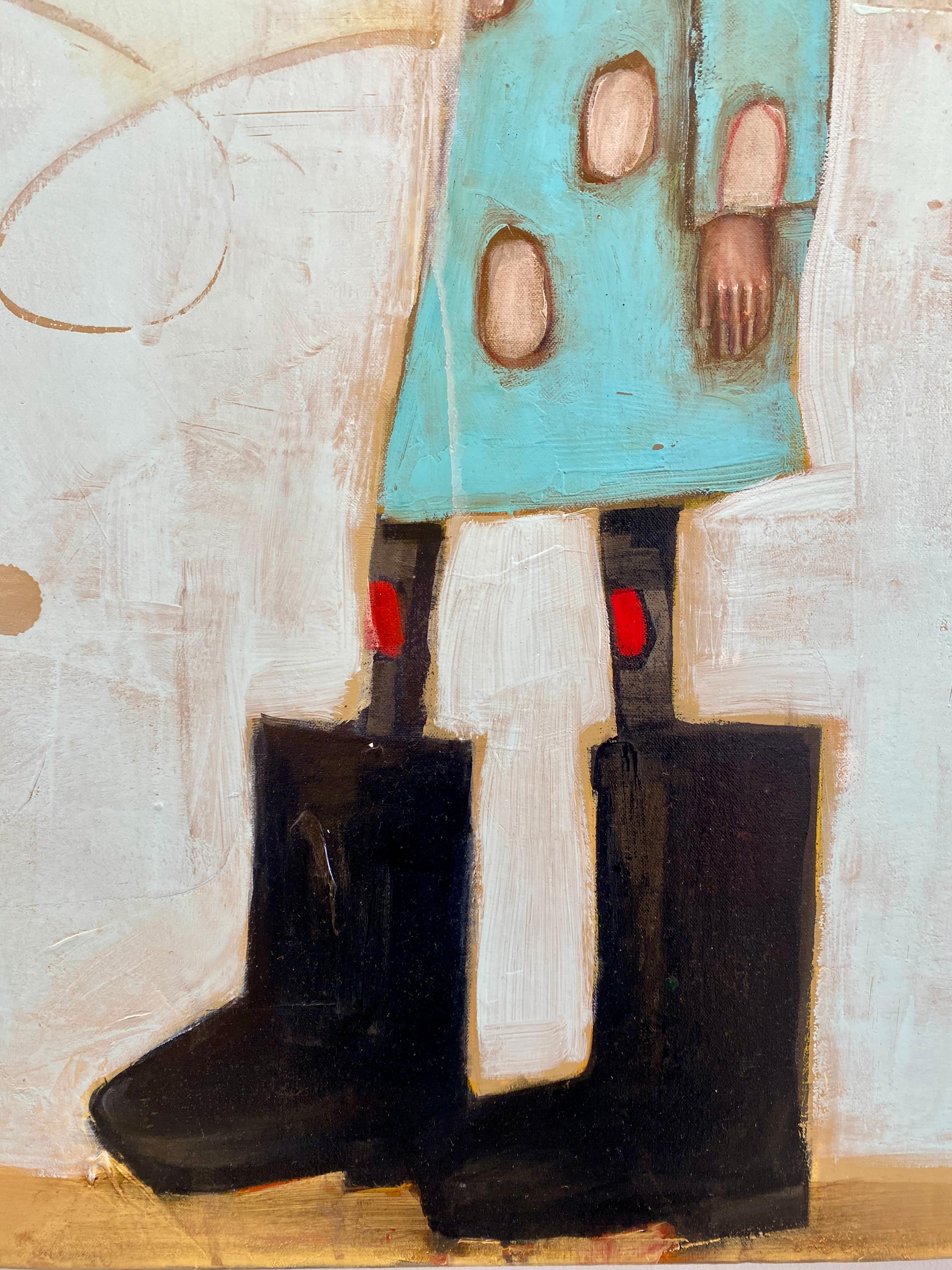 The Leanan Sidhe (LAN-an she) - Abstraktes surreales Mädchen mit blauem Himmel und Wolken im Angebot 3