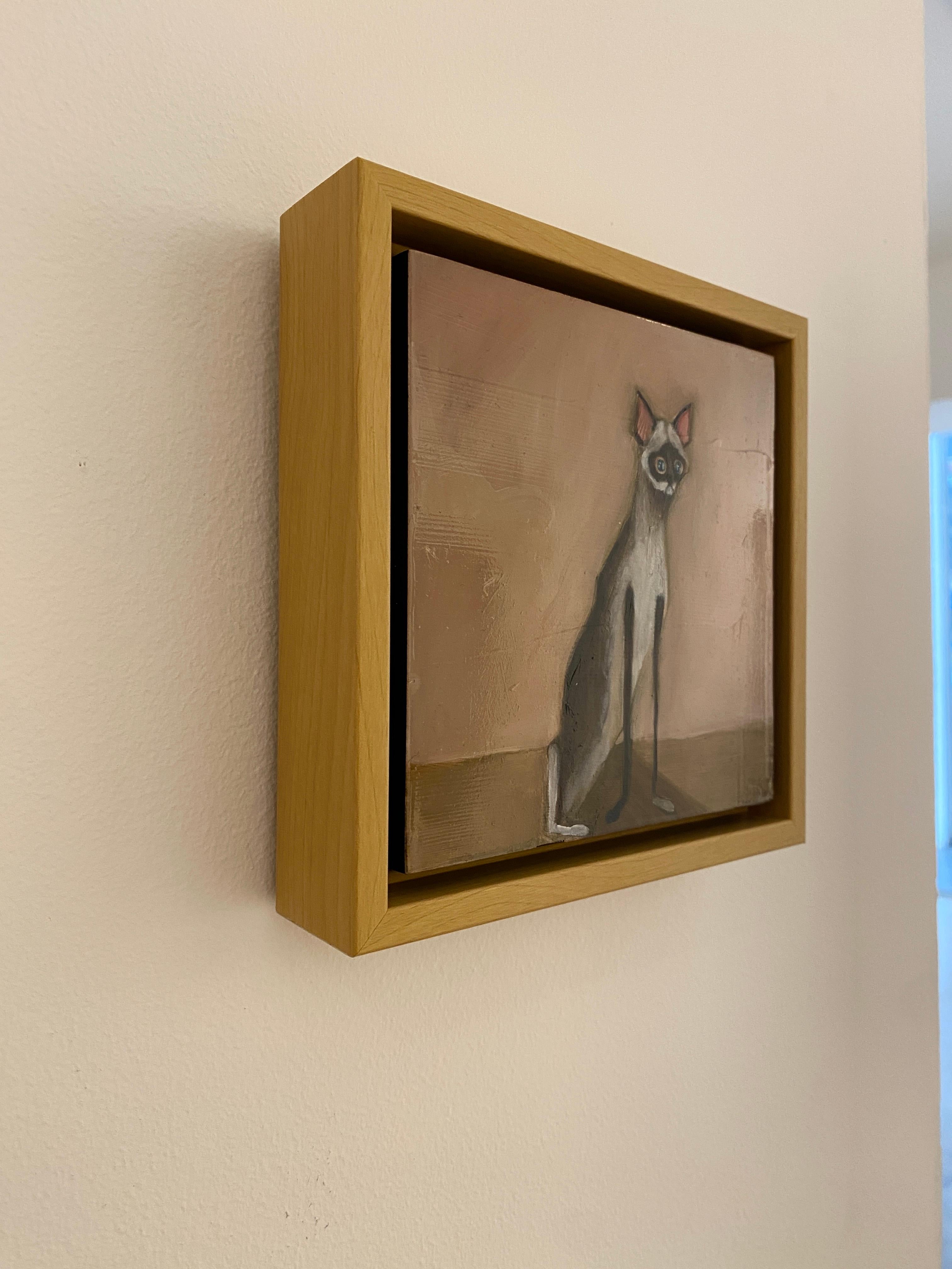 Tripod - Verspielte langbeinige Katze Gemälde, Zeitgenössische Figurative Kunst im Angebot 7