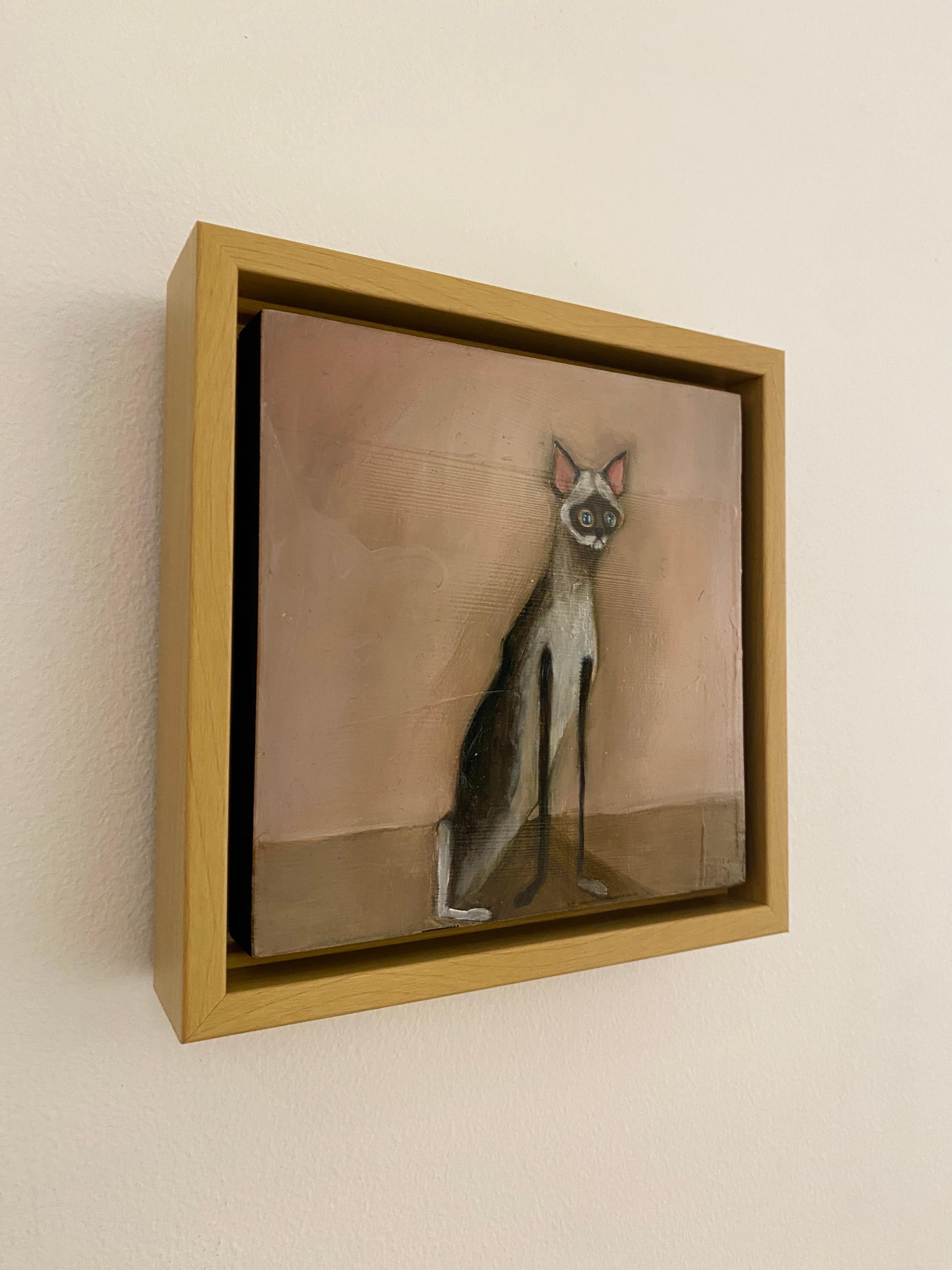 Tripod - Verspielte langbeinige Katze Gemälde, Zeitgenössische Figurative Kunst im Angebot 8