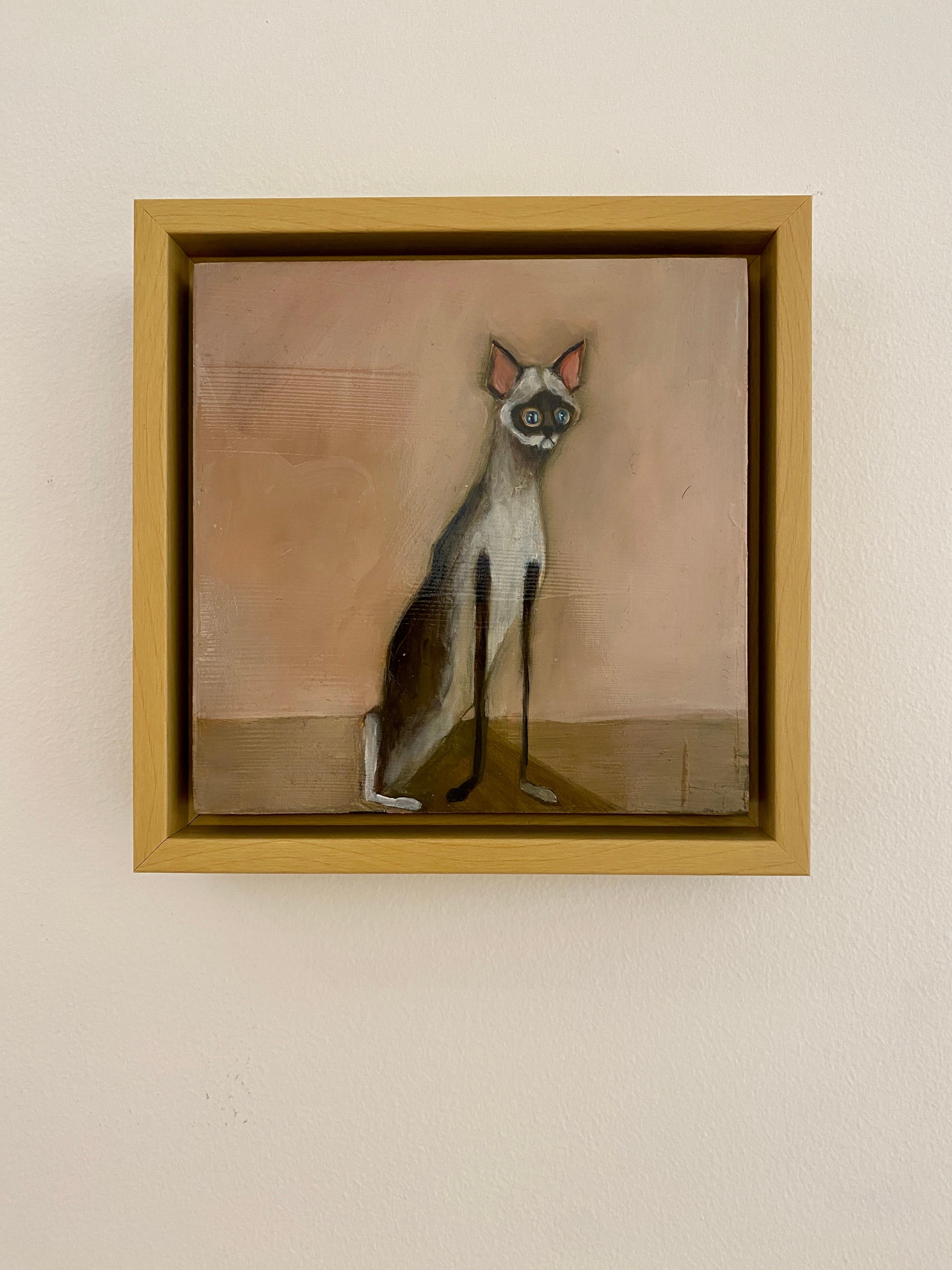 Tripod - Verspielte langbeinige Katze Gemälde, Zeitgenössische Figurative Kunst im Angebot 9