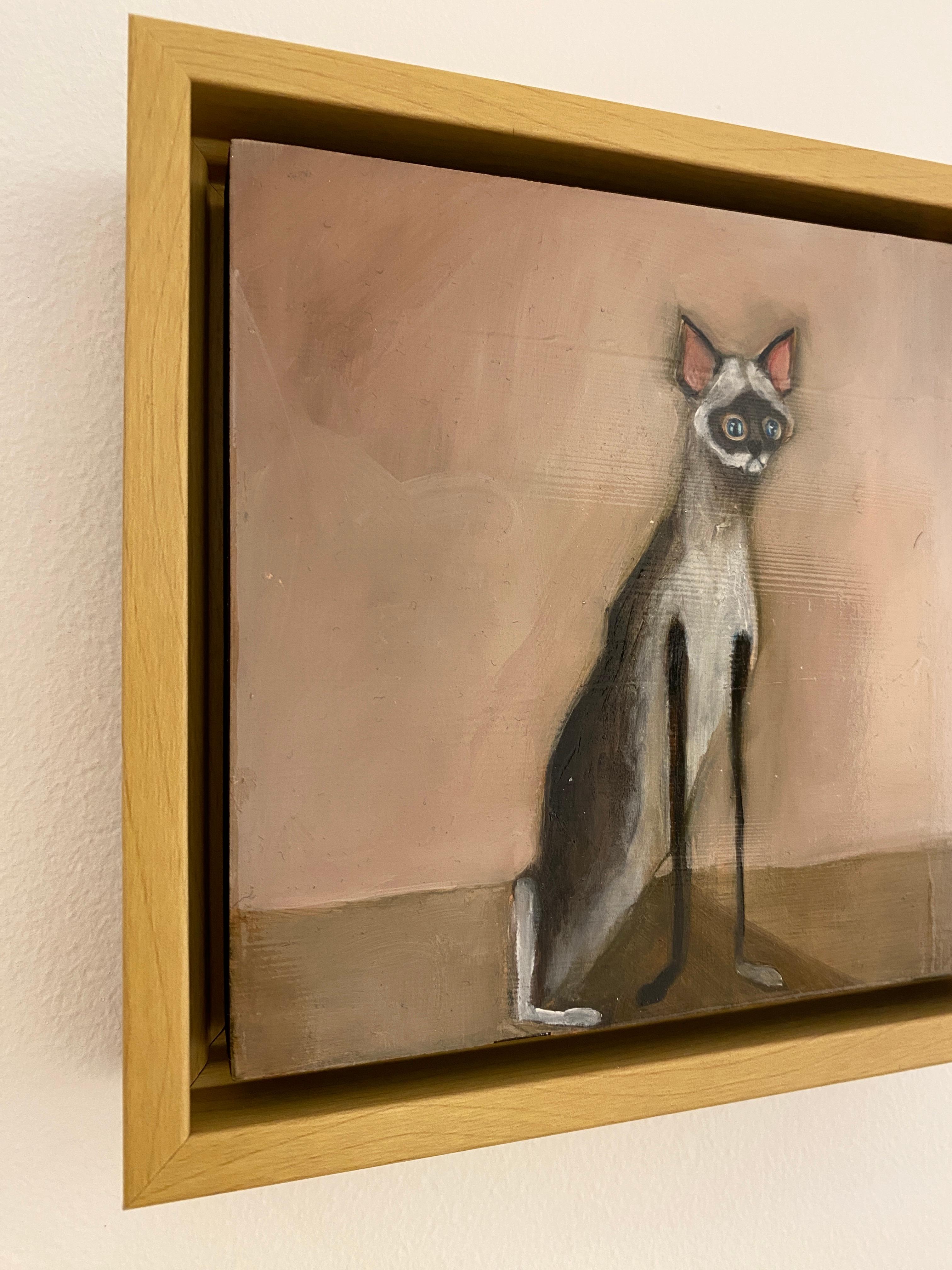 Tripod - Verspielte langbeinige Katze Gemälde, Zeitgenössische Figurative Kunst im Angebot 10
