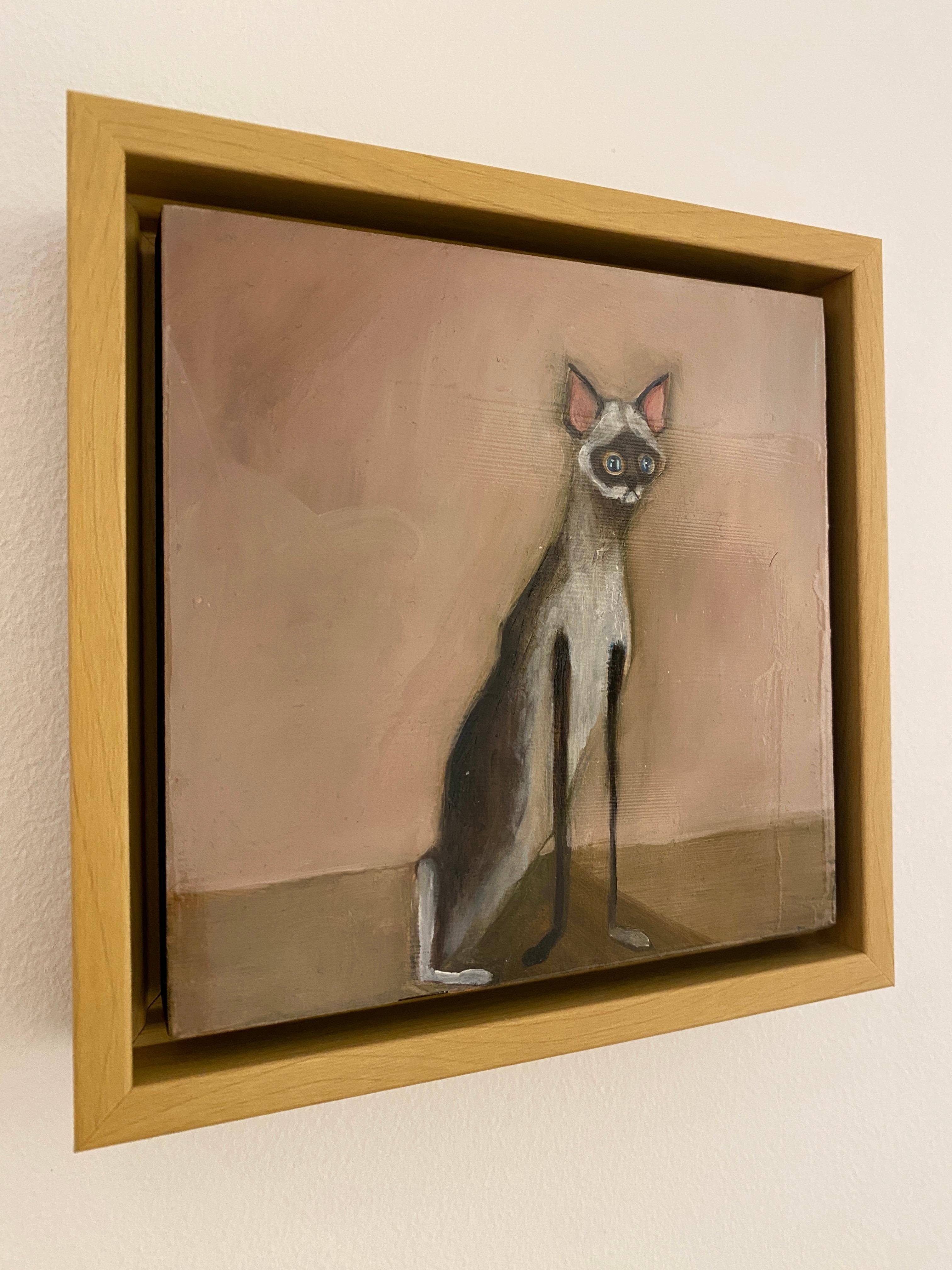 Tripod - Verspielte langbeinige Katze Gemälde, Zeitgenössische Figurative Kunst im Angebot 12