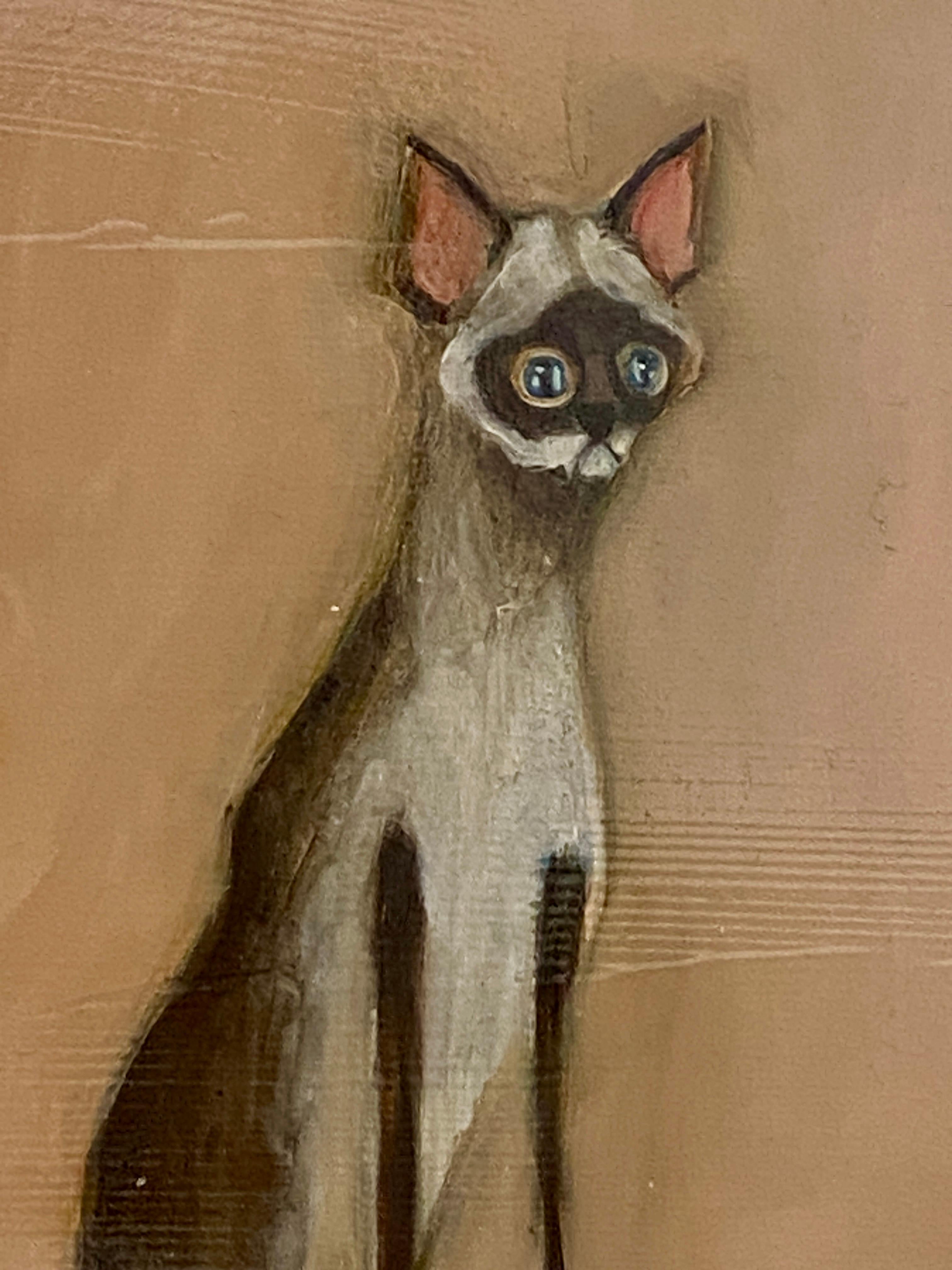 Tripod - Verspielte langbeinige Katze Gemälde, Zeitgenössische Figurative Kunst im Angebot 2