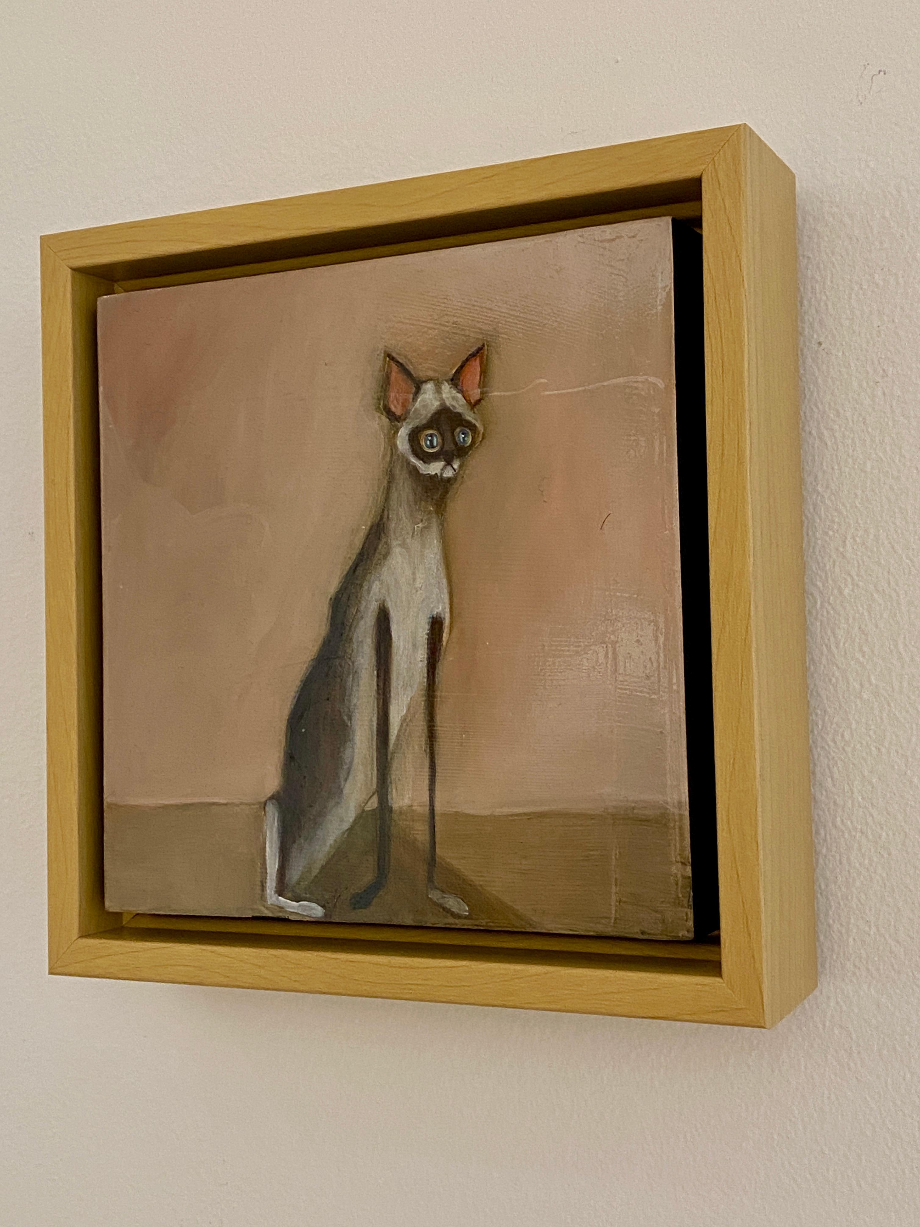 Tripod - Verspielte langbeinige Katze Gemälde, Zeitgenössische Figurative Kunst im Angebot 3
