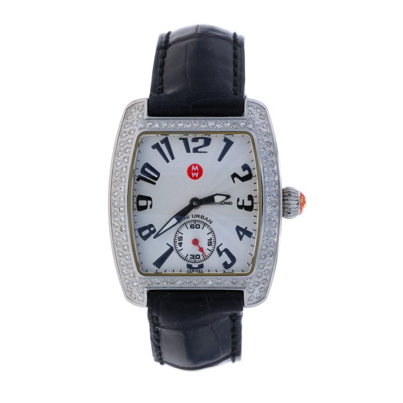 Single Cut Michele Mini Urban Diamond Ladies Wristwatch 71-2701 Stainless Quartz 1 Yr Wnty For Sale
