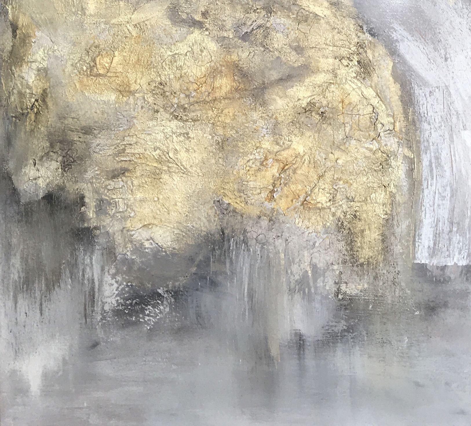 Adoration I, Painting, Oil on Canvas - Gray Abstract Painting by Michele Morata
