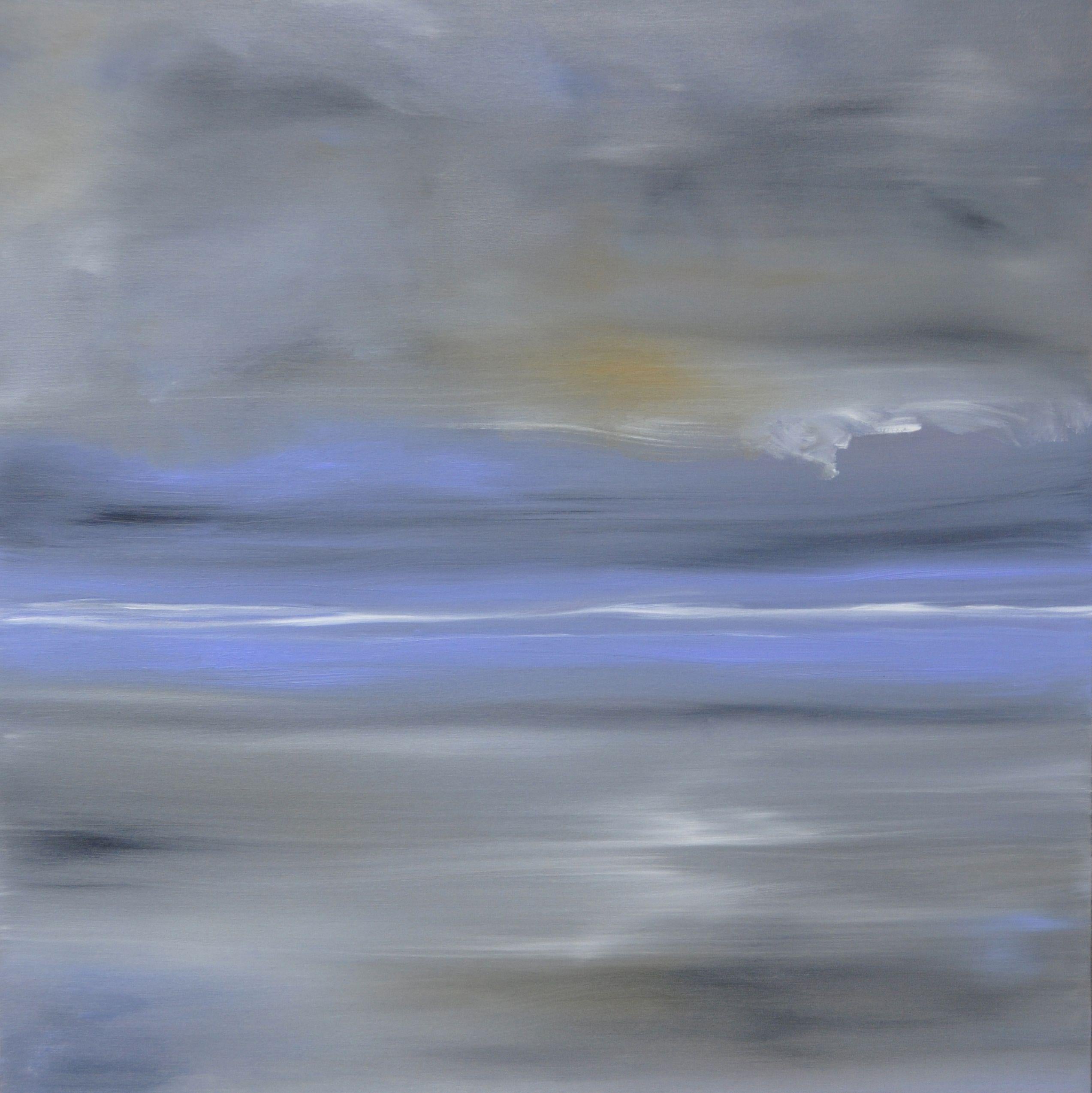 Poetic Art Statement: Days of Halcyon - All is Well. Halcyon expresses whatever the viewer decides (modern seascape, landscape, sky, water, fantasy). May be reversed for different contemporary abstract-modern or surreal effects.    I am an