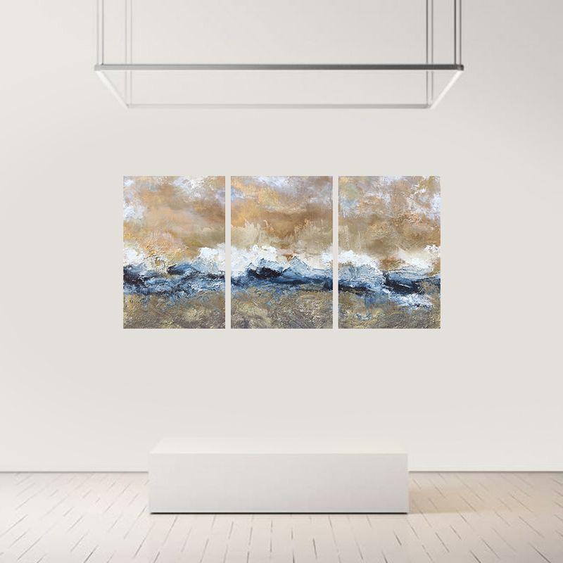 SUENO IX {DREAM} TRIPTYCH - 3er-Set, Gemälde, Öl auf Holzplatte (Grau), Abstract Painting, von Michele Morata