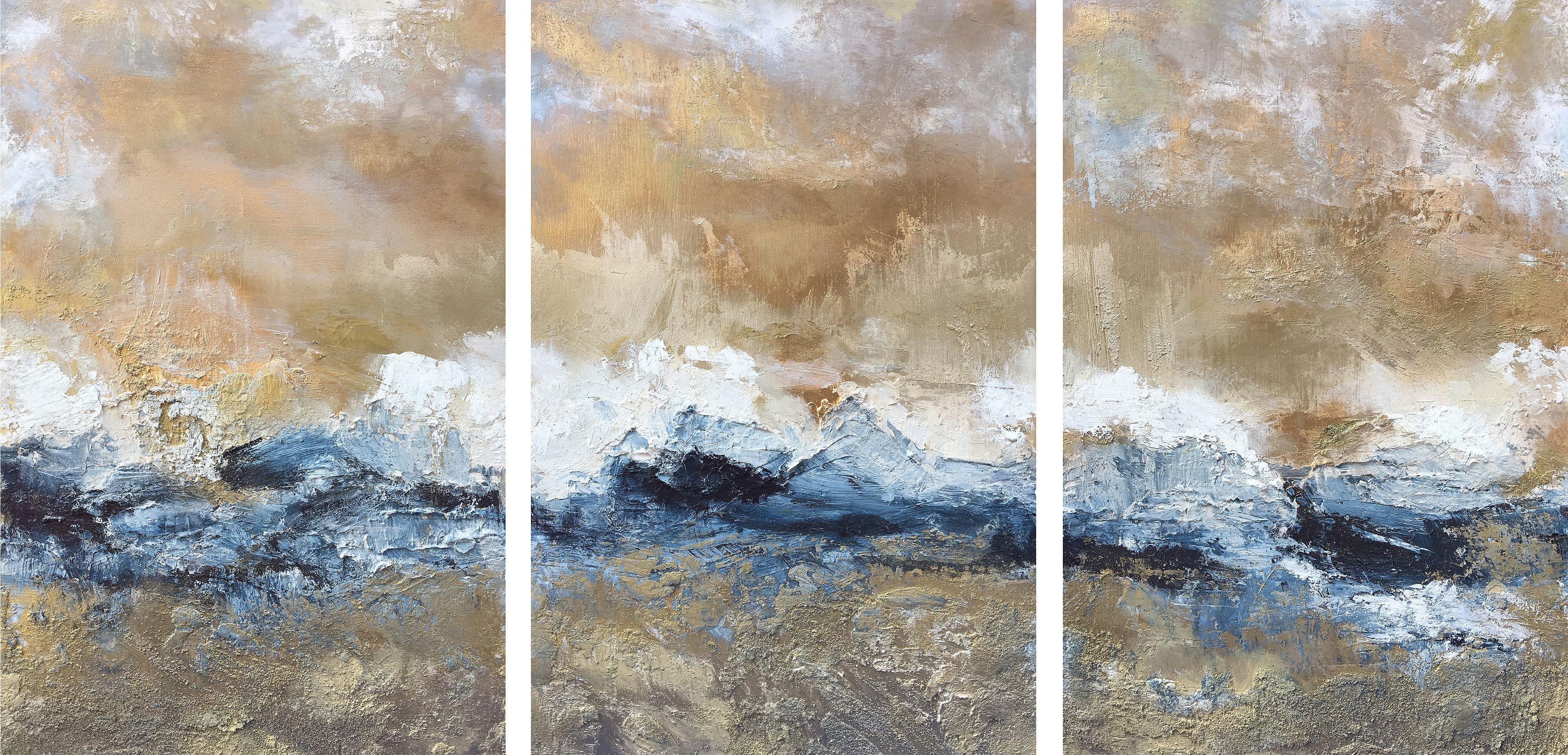 Michele Morata Abstract Painting – SUENO IX {DREAM} TRIPTYCH - 3er-Set, Gemälde, Öl auf Holzplatte