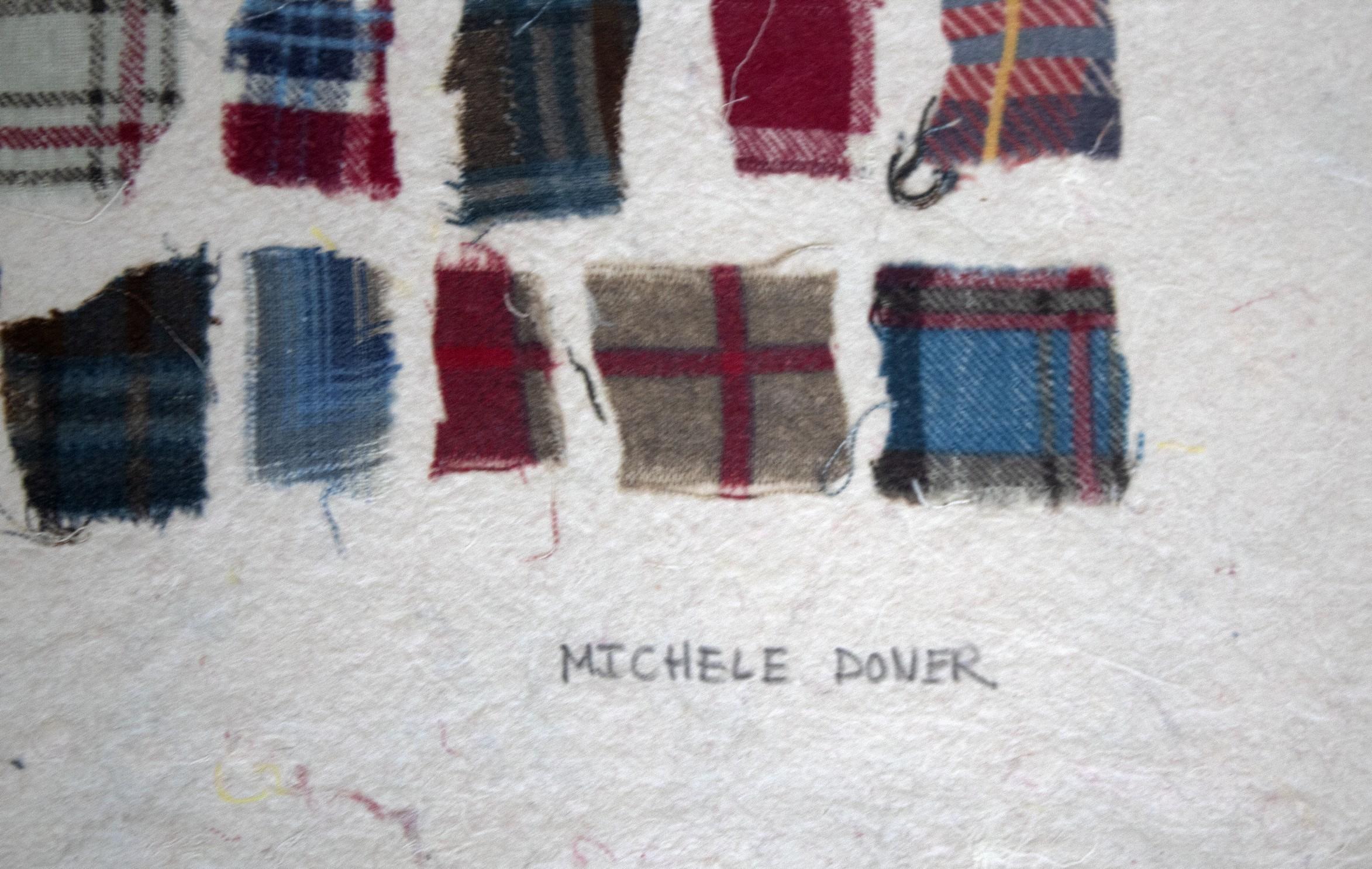 20th Century Michele Oka Doner Fabric Collage on Hand Made Paper