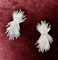 Original Abstract Silver Christofle Kinetic Sculpture Earrings Michele Oka Doner