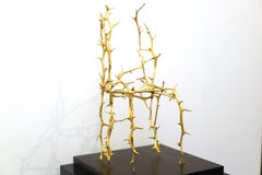 Michele Oka Doner Bronze with gold Leaf "Terrible Chair", 1990