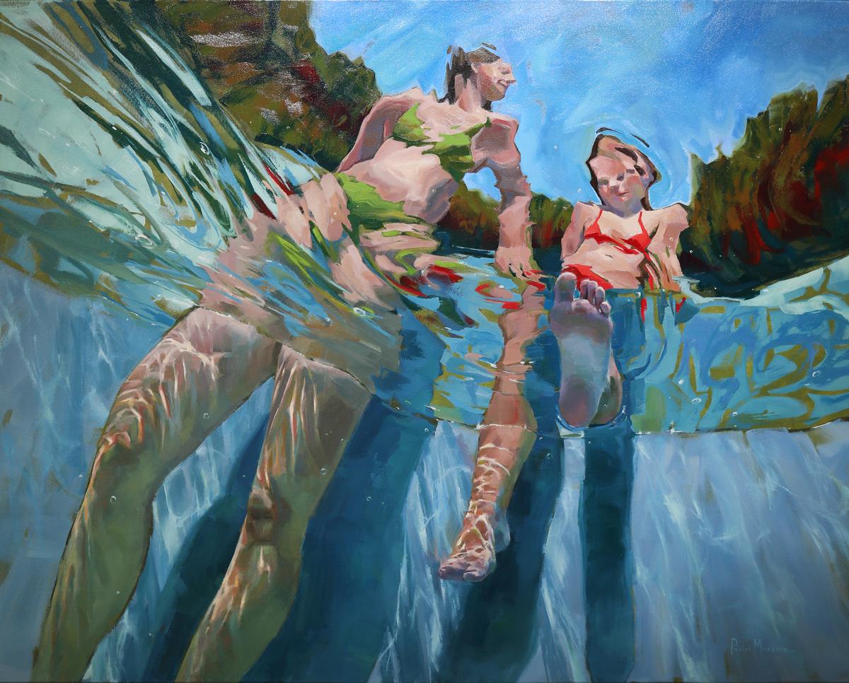 Figurative Painting Michele Poirier-Mozzone - "Just Between Us", peinture figurative abstraite