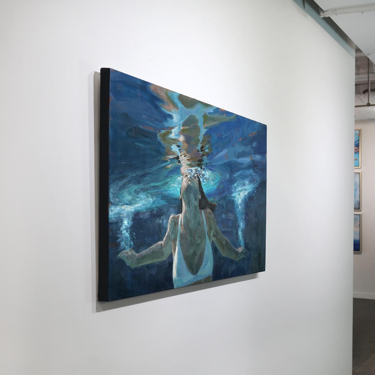 Peinture figurative abstraite « Pearl II » - Bleu Abstract Painting par Michele Poirier-Mozzone