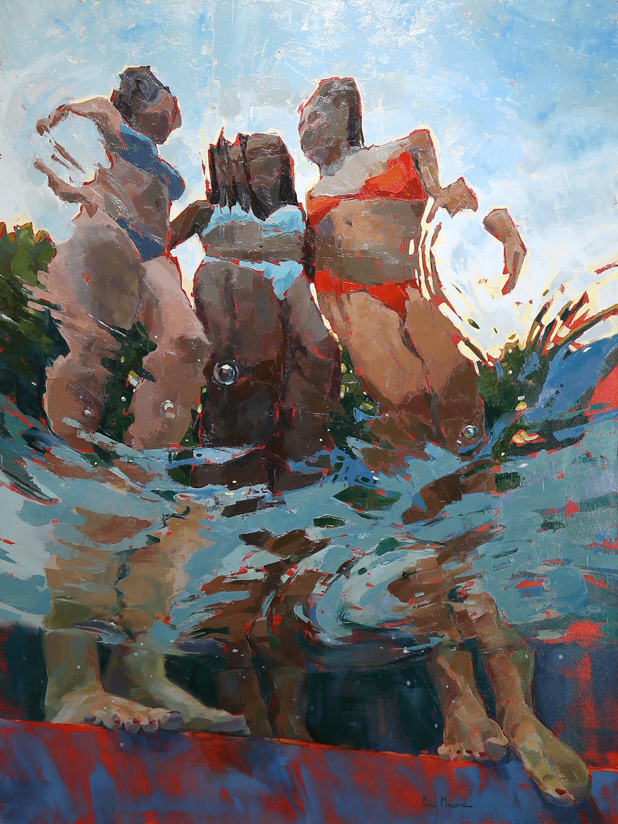 Figurative Painting Michele Poirier-Mozzone - « Sidekicks II », peinture figurative abstraite